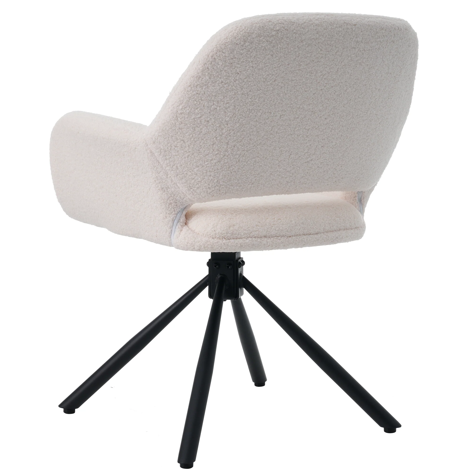 Dining Chair Swivel Set of 4 with Handrails - Sherpa White - Image 9