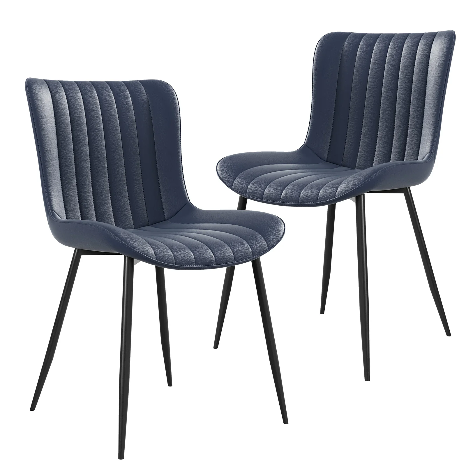 Dining Chairs Set of 2 Armchairs Faux Leather - Blue - Image 2