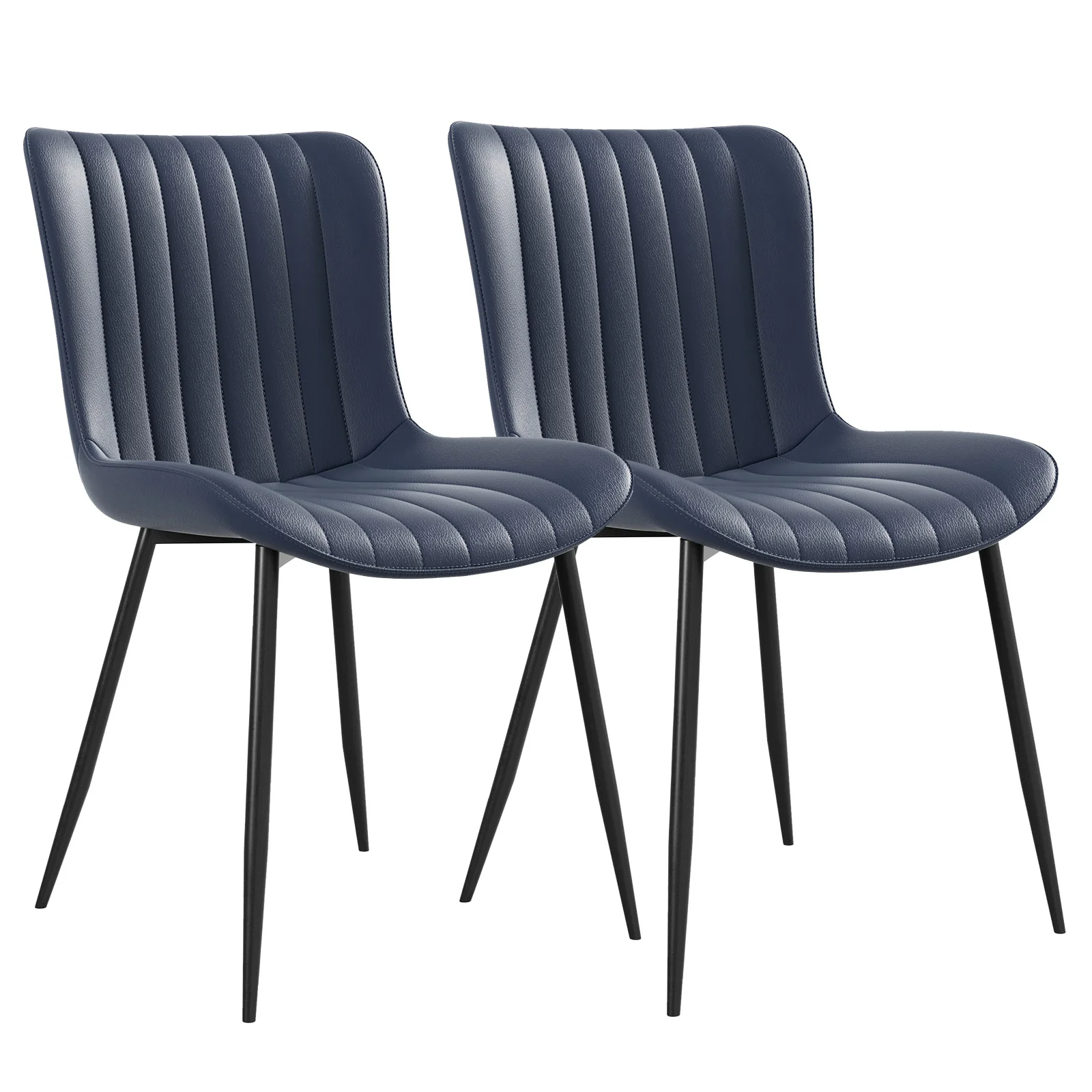 Dining Chairs Set of 2 Armchairs Faux Leather - Blue - Image 3