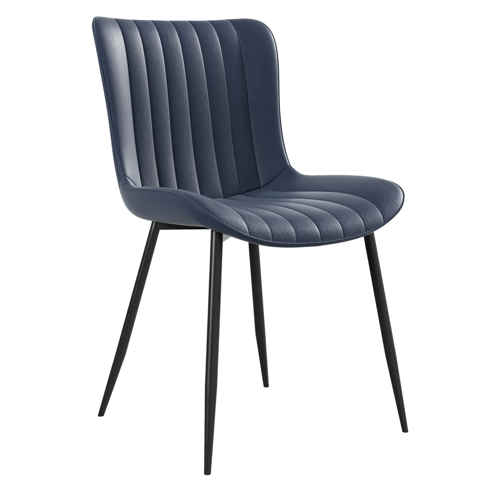 Dining Chairs Set of 2 Armchairs Faux Leather - Blue - Image 5