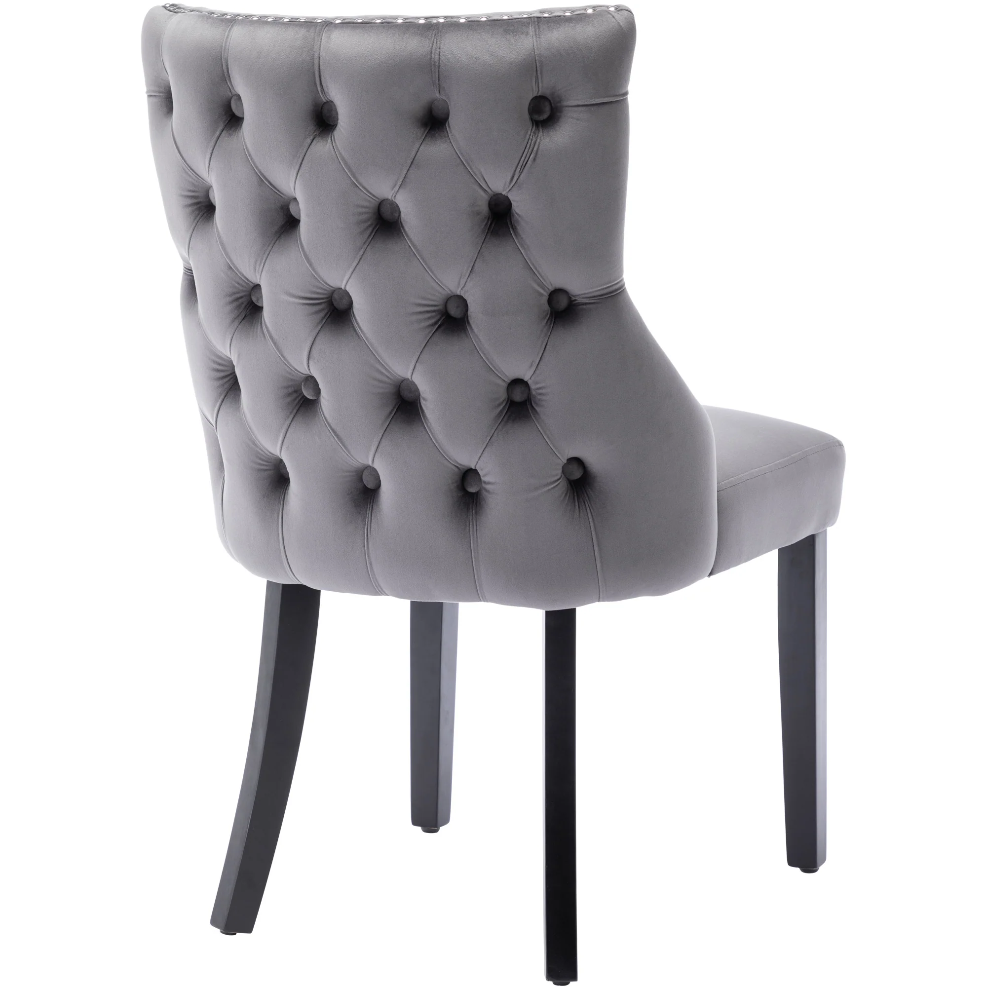 Dining Chairs (Set of 2) Button Tufting Solid Wood Frame, Grey Velvet - Image 9