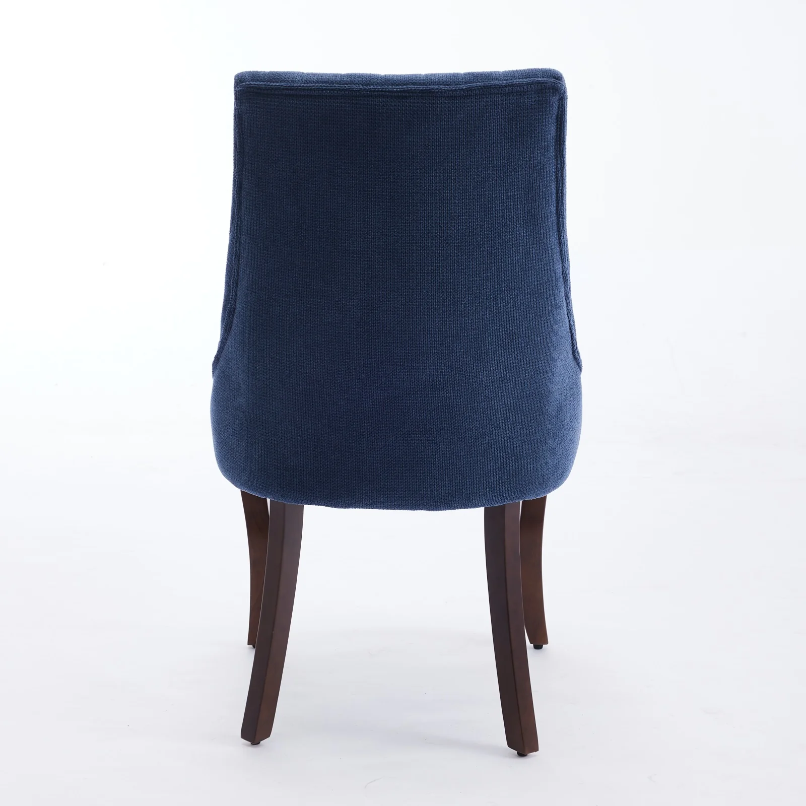 Dining Chairs Set of 2 Channel Upholstered Solid Wood Legs - Blue Linen - Image 6