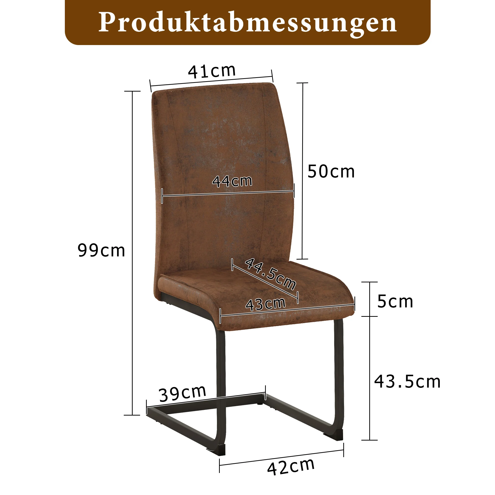 Dining Chairs Set of 2 Ergonomic Design - Faux Leather Brown - Image 3
