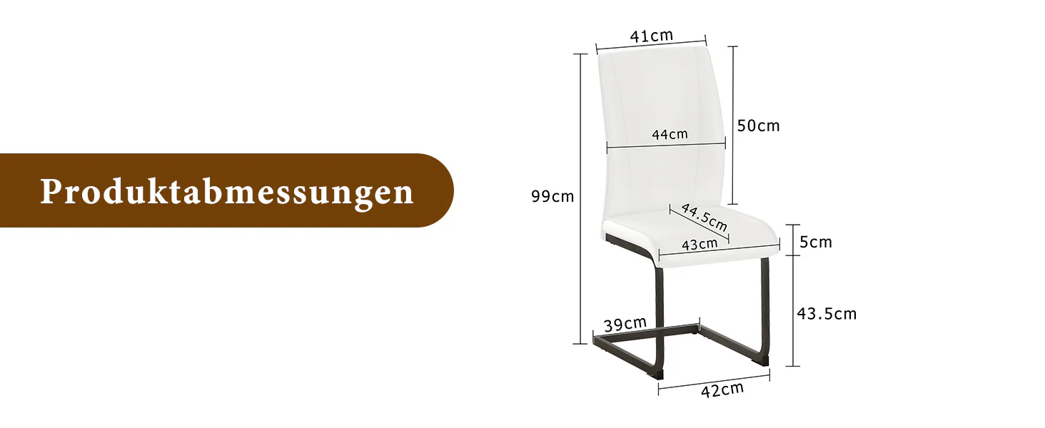 Dining Chairs Set of 2 Faux Leather Ergonomic Black Metal Legs - White - Image 7