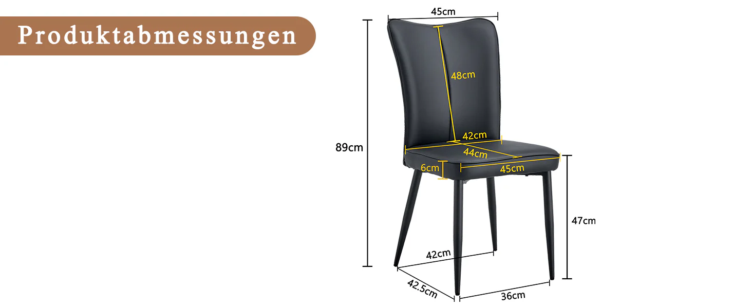 Dining Chairs Set of 2 Modern Design 89cm High - Black PU - Image 8