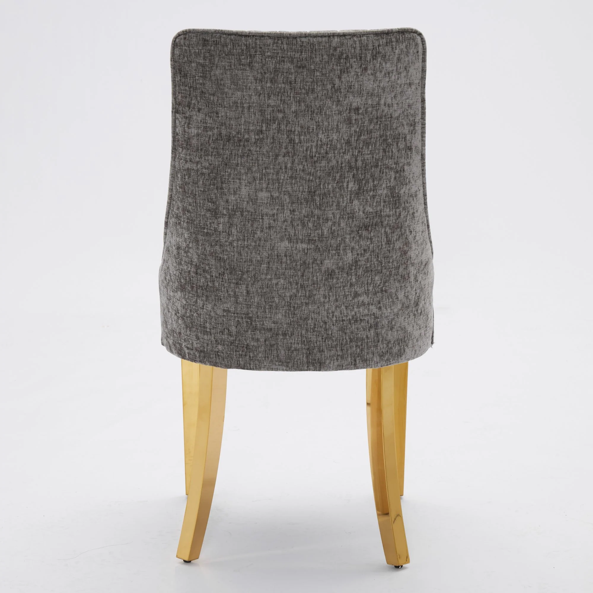 Dining Chairs Set of 2 Upholstered Chenille Channel Golden Legs - Gray - Image 7