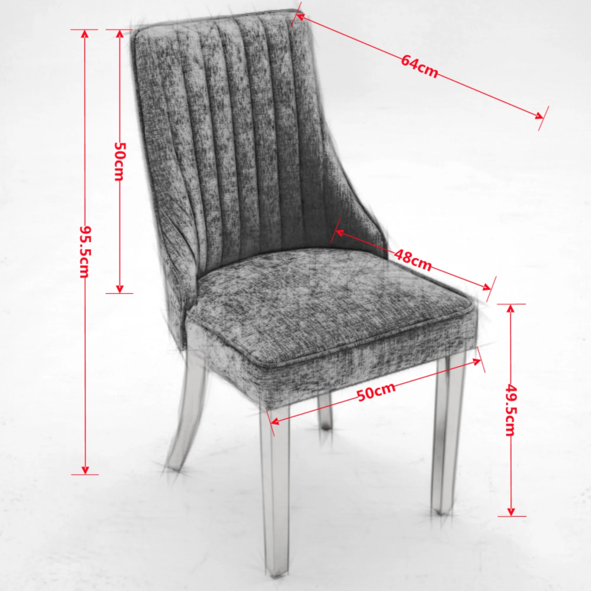 Dining Chairs Set of 2 Upholstered Chenille Channel Golden Legs - Gray - Image 9