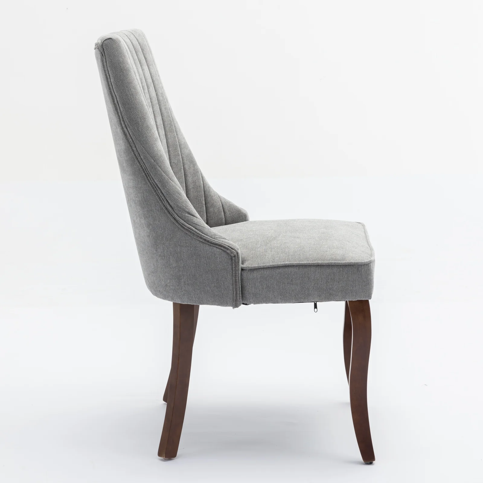 Dining Chairs Set of 2 Upholstered Fabric Curved Solid Wood Legs - Gray - Image 5