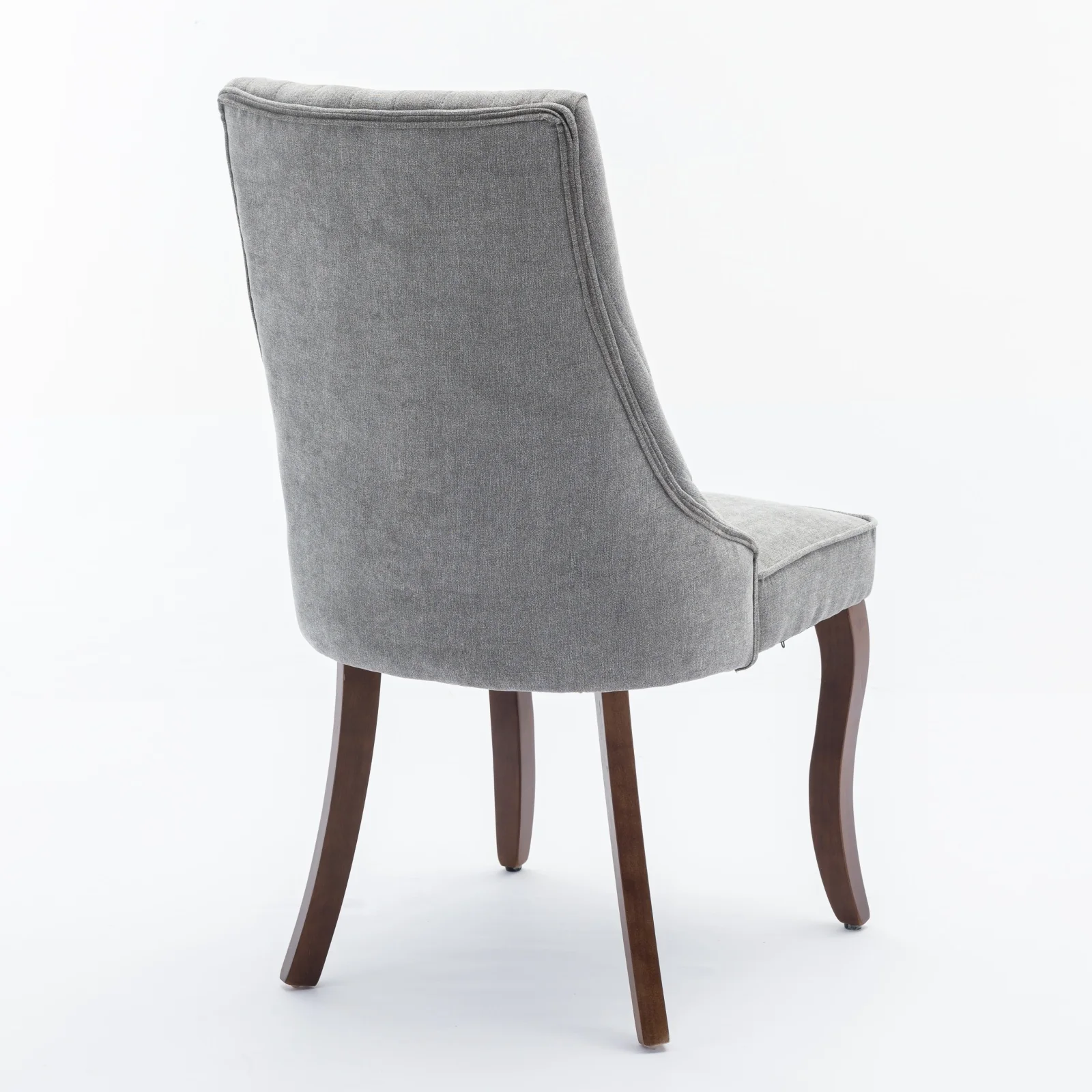 Dining Chairs Set of 2 Upholstered Fabric Curved Solid Wood Legs - Gray - Image 6