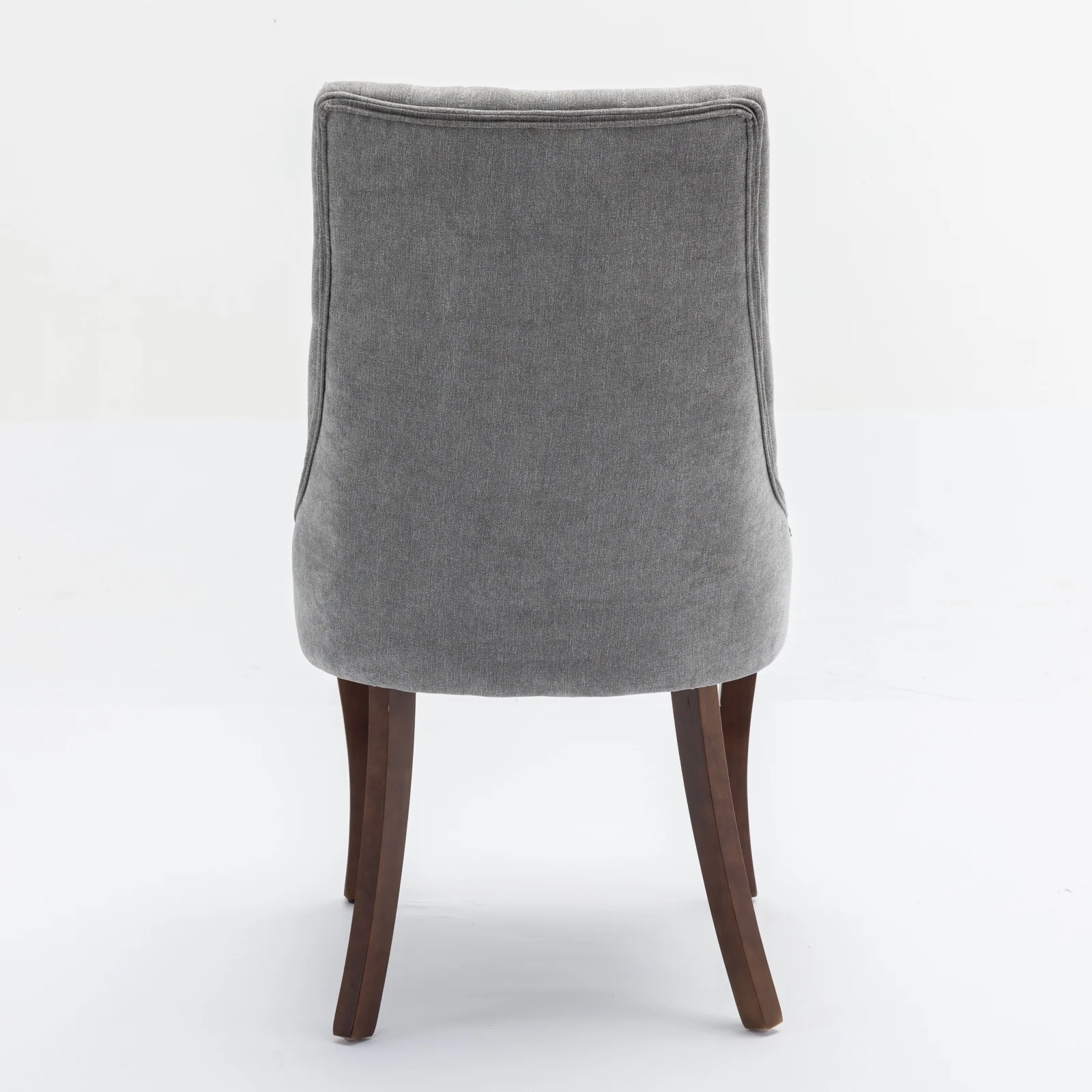 Dining Chairs Set of 2 Upholstered Fabric Curved Solid Wood Legs - Gray - Image 7