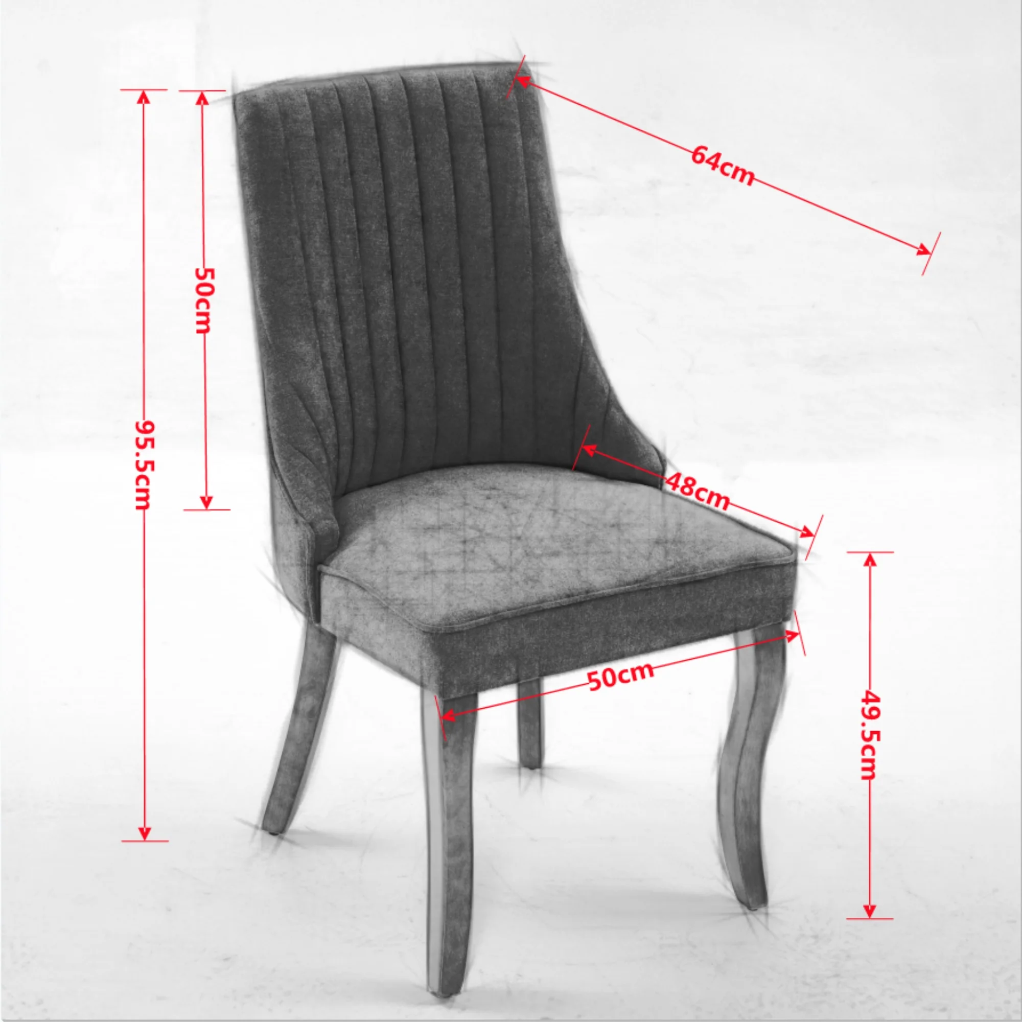 Dining Chairs Set of 2 Upholstered Fabric Curved Solid Wood Legs - Gray - Image 8
