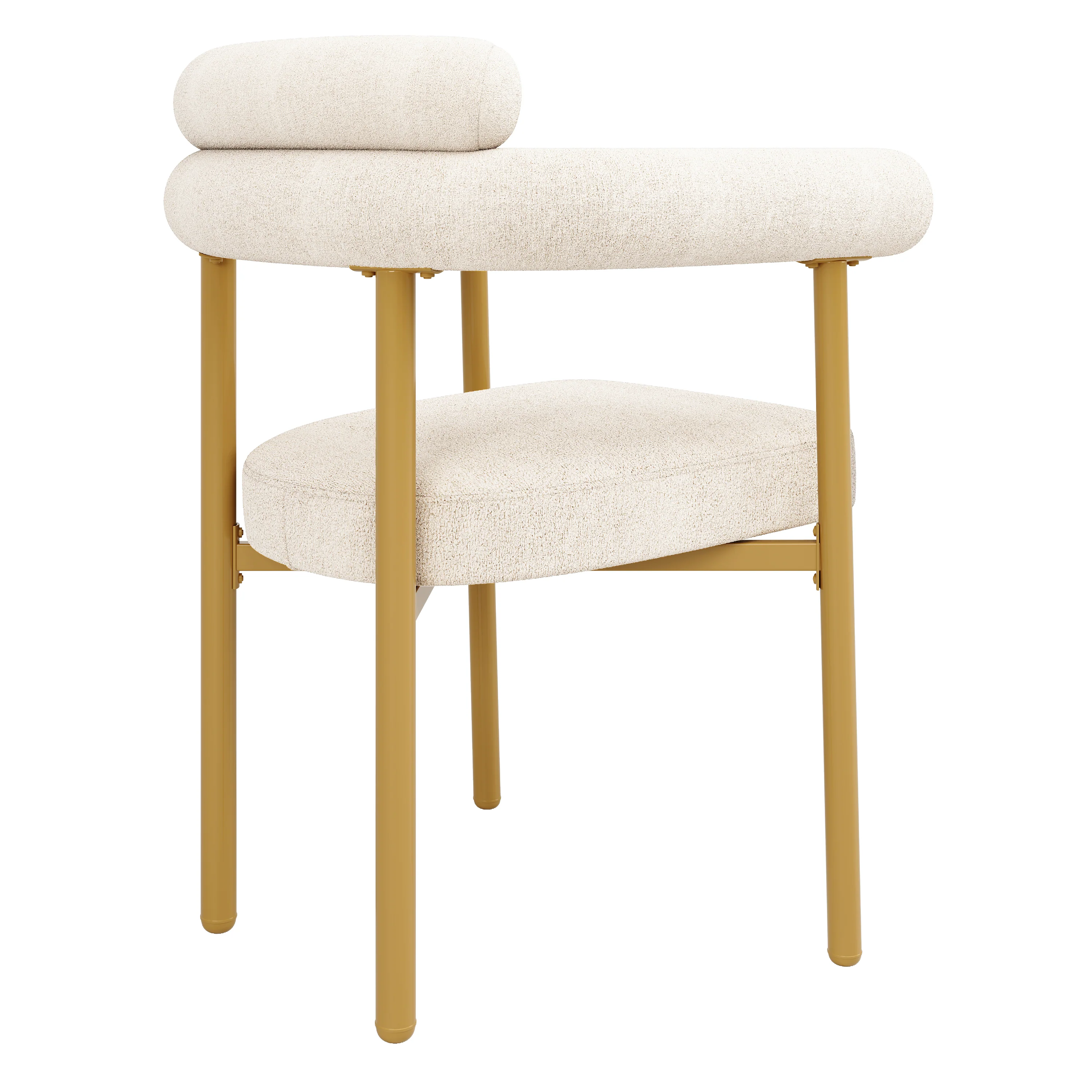 Dining Chairs Set of 4 Modern Gold Legs Ring Seats - Beige Suede - Image 8