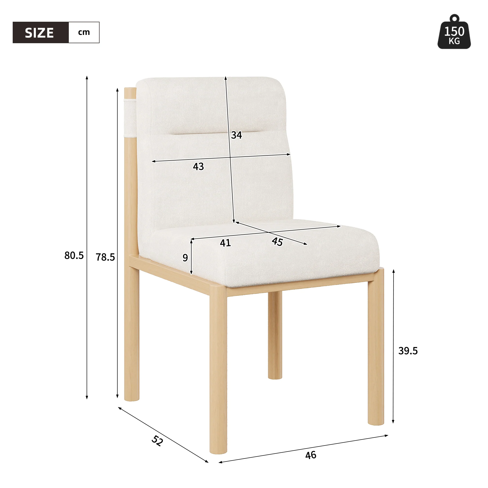 Dining Chairs Set of 4 Oak-Effect Frame Padded Sherpa Beige - Image 4