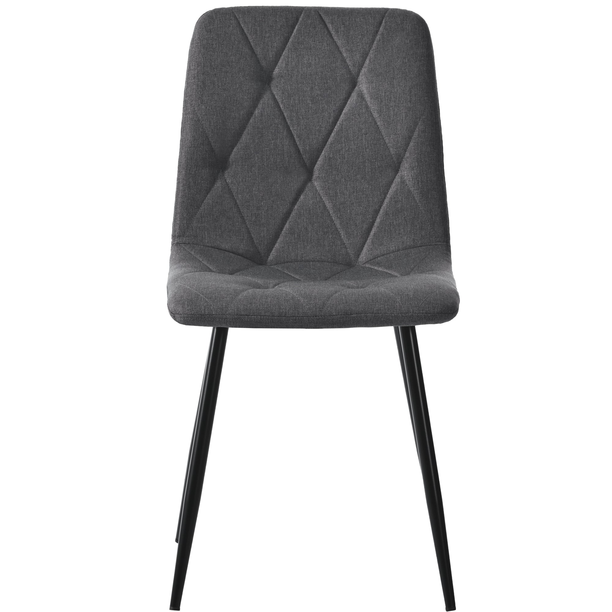 Dining Chairs Set of 4 Upholstered Designer with Backrest Twill Linen Metal Legs Dark Grey - Image 4