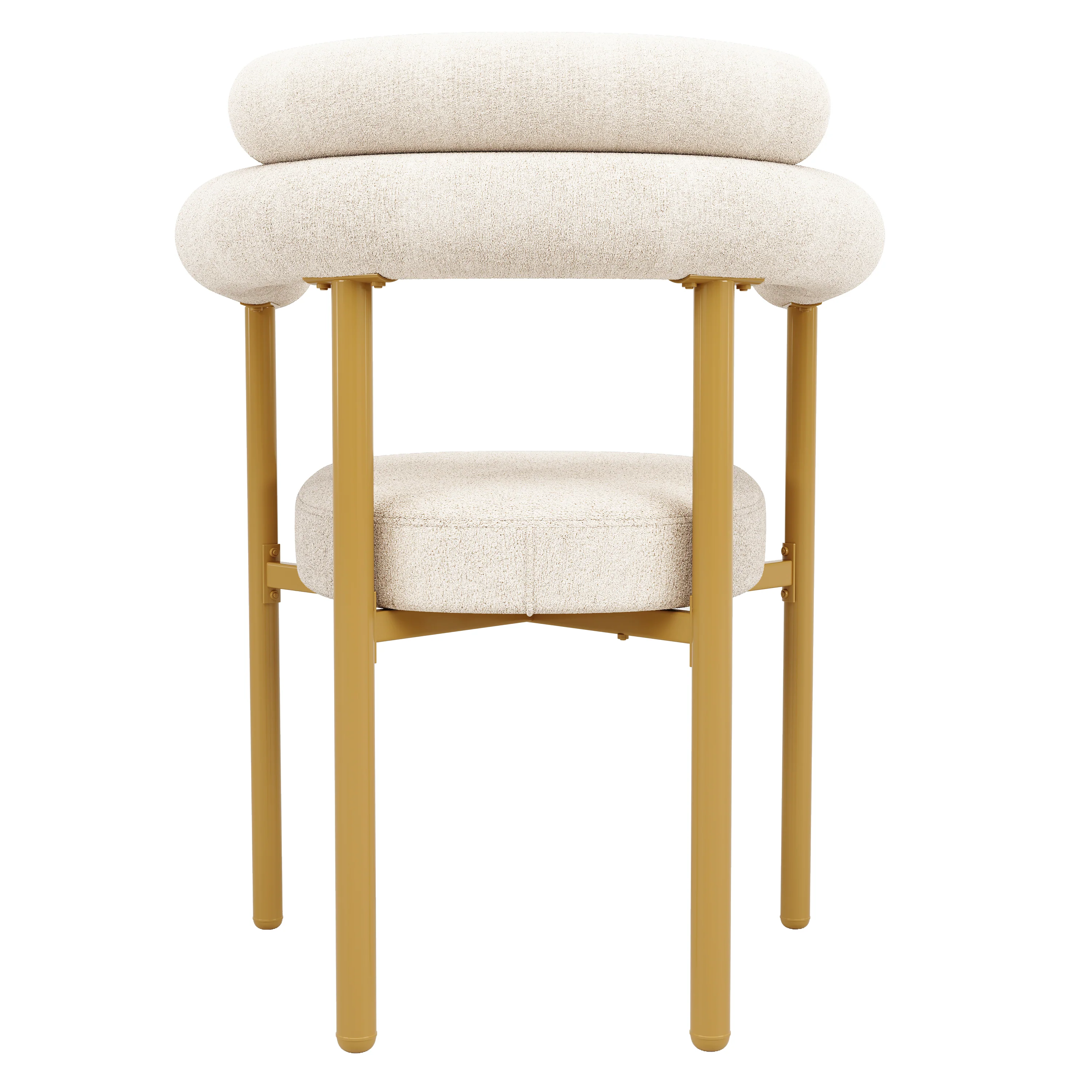 Dining Chairs Set of 6 Modern Comfortable Ring Seats Gold Legs Beige Suede - Image 10