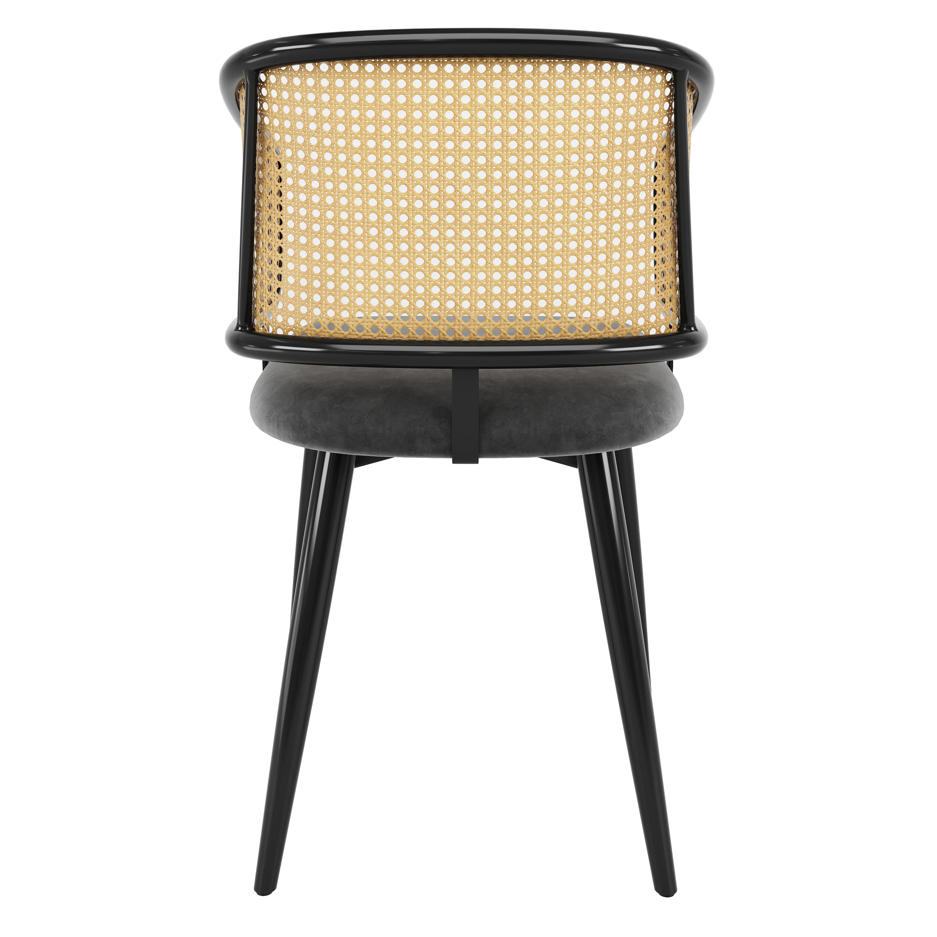 Dining Chairs Set of 6 Rattan Backrests Velvet Cushions Modern Style - Image 6