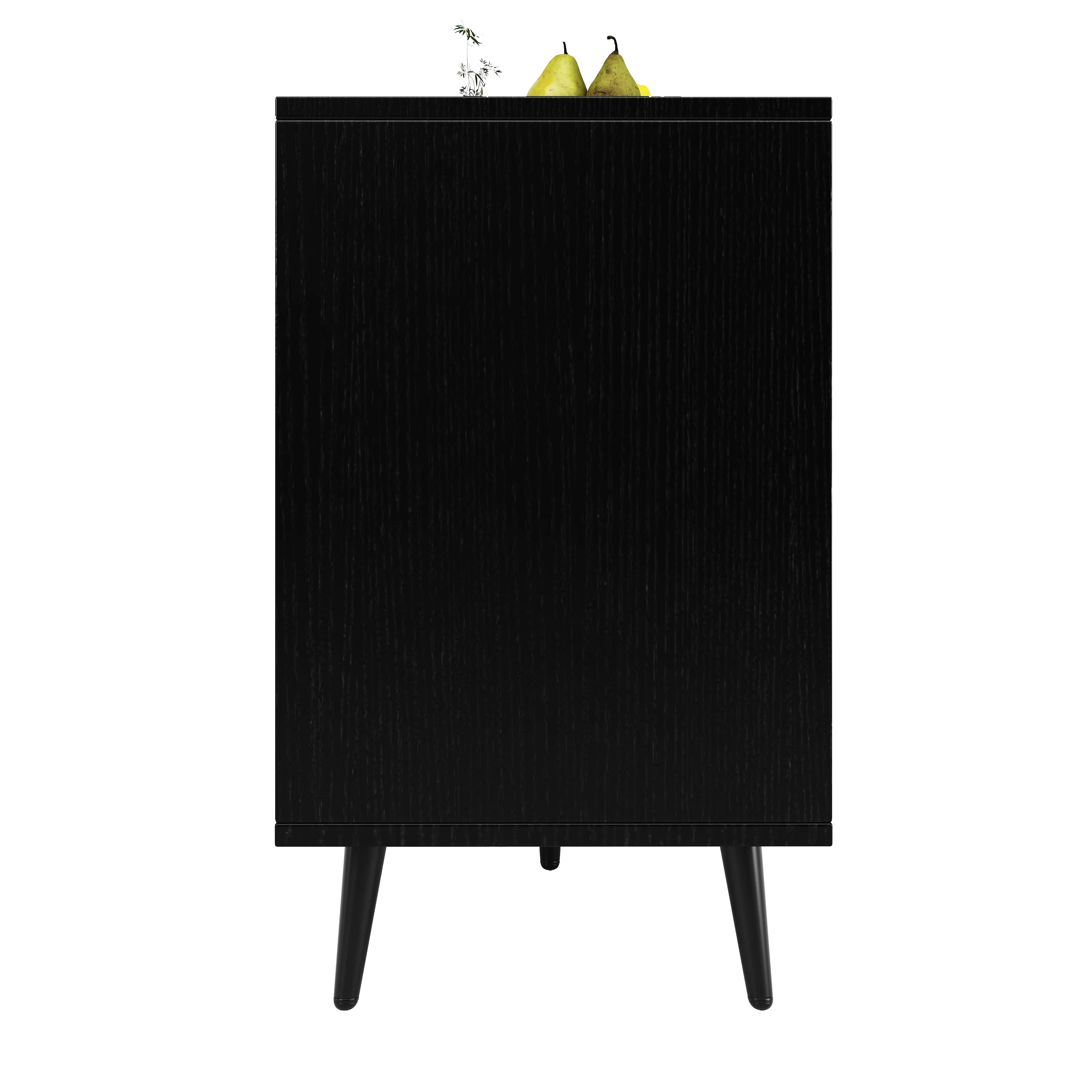 Dining Room Cabinet Freestanding Storage Unique Carved Herringbone Door Black - Image 8