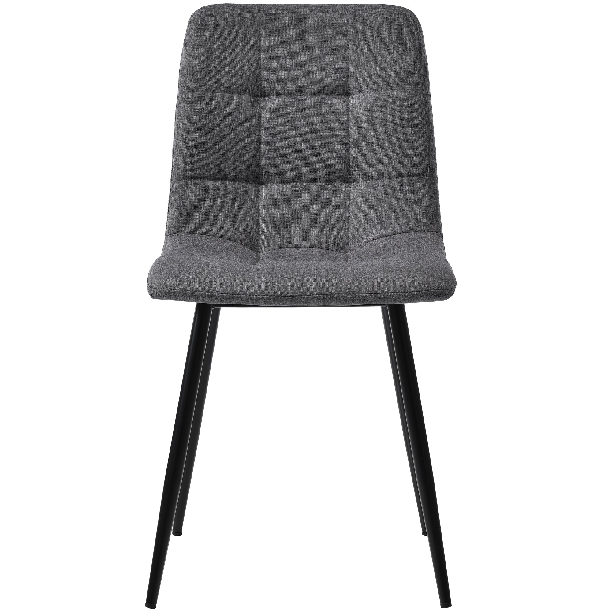 Dining Set 140x80cm Modern Kitchen Table 4 Chairs Black/Dark Grey Linen - Image 5