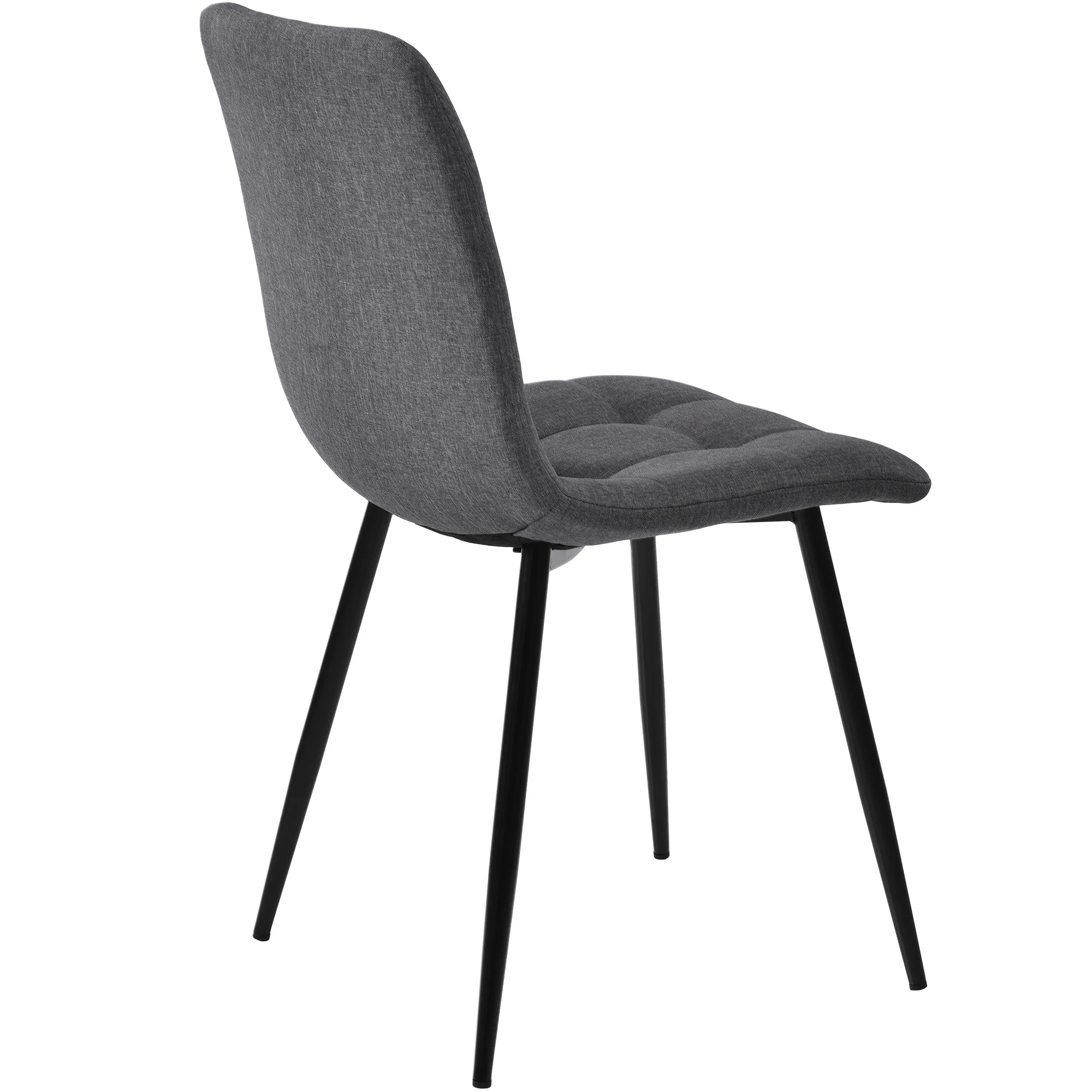 Dining Set 140x80cm Modern Kitchen Table 4 Chairs Black/Dark Grey Linen - Image 9