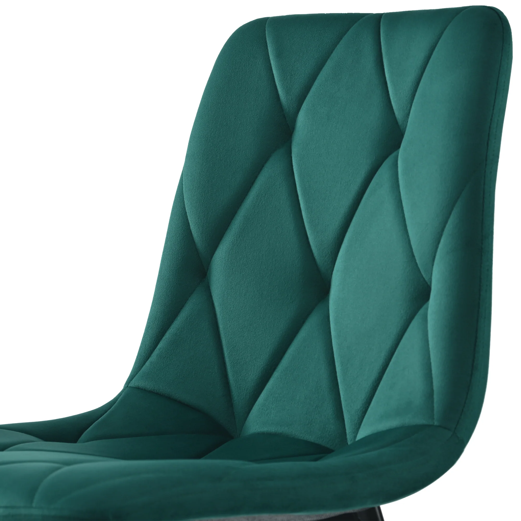 Dining Set 5-Piece 117x68cm Rectangular Table 4 Dark Green Twill Velvet Chairs Black - Image 10