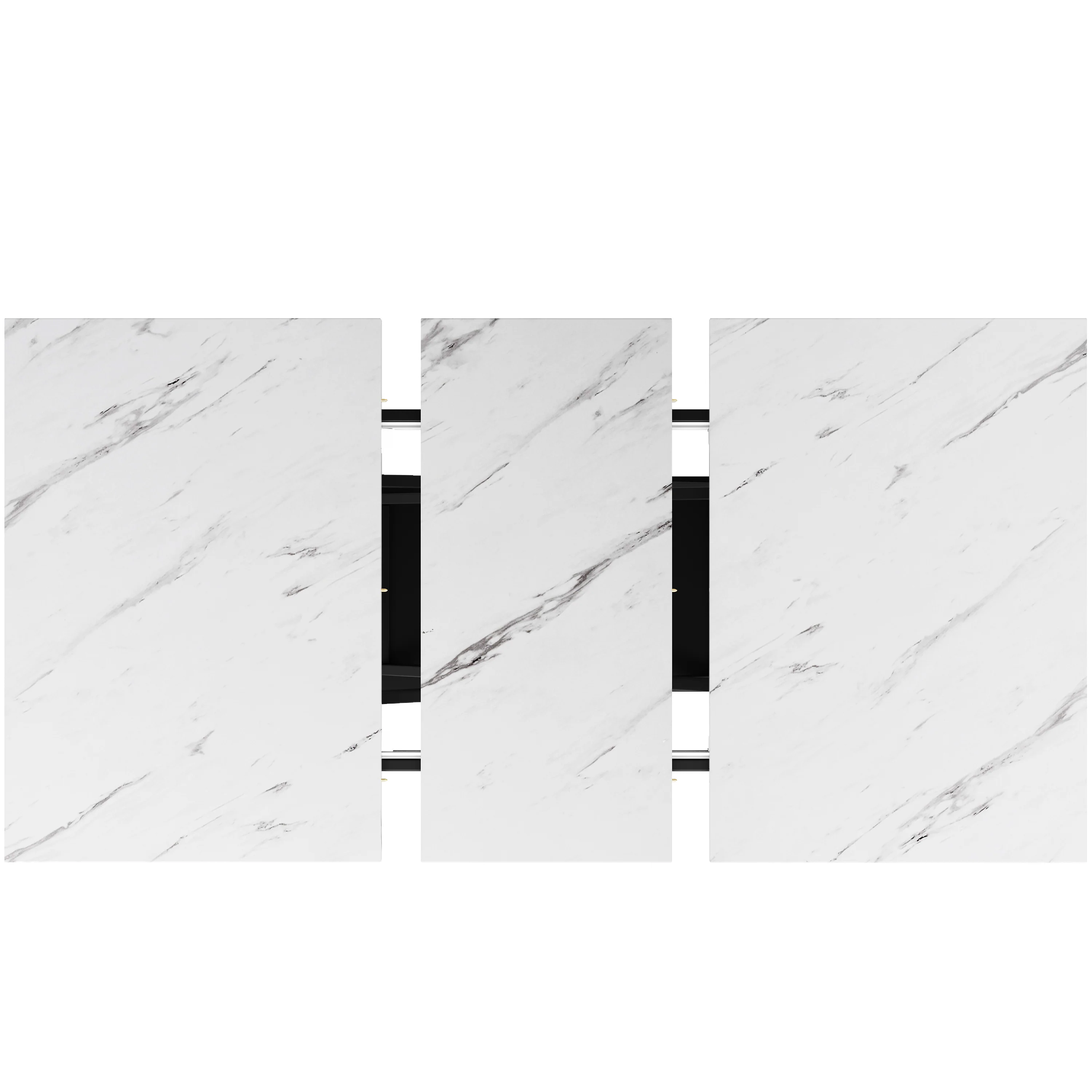 Dining Set 5-Piece Extendable Table 160cm 4 Chairs - White Marble/Black Velvet - Image 8
