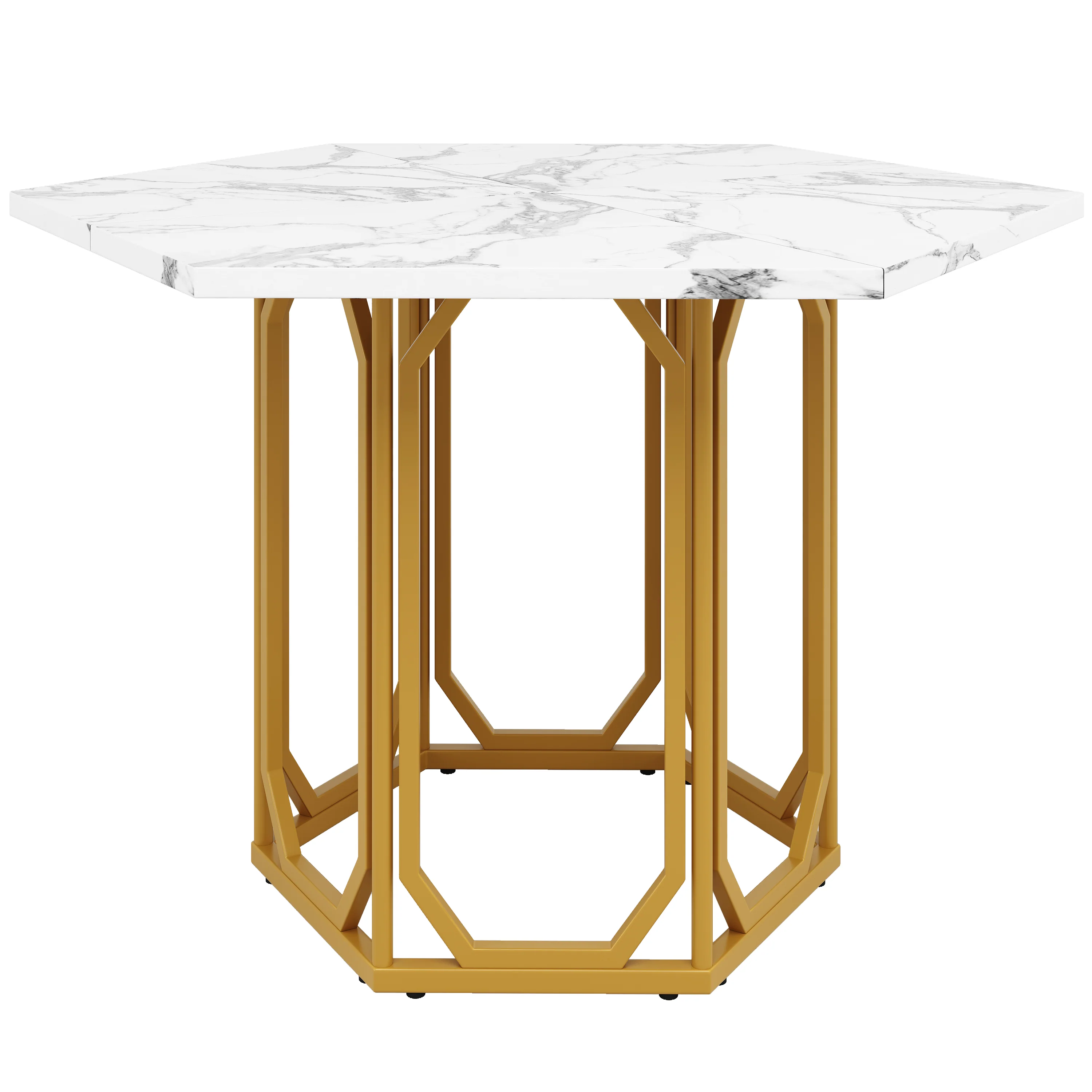 Dining Set 5-Piece Hexagonal Marble Top - Grey - Image 9