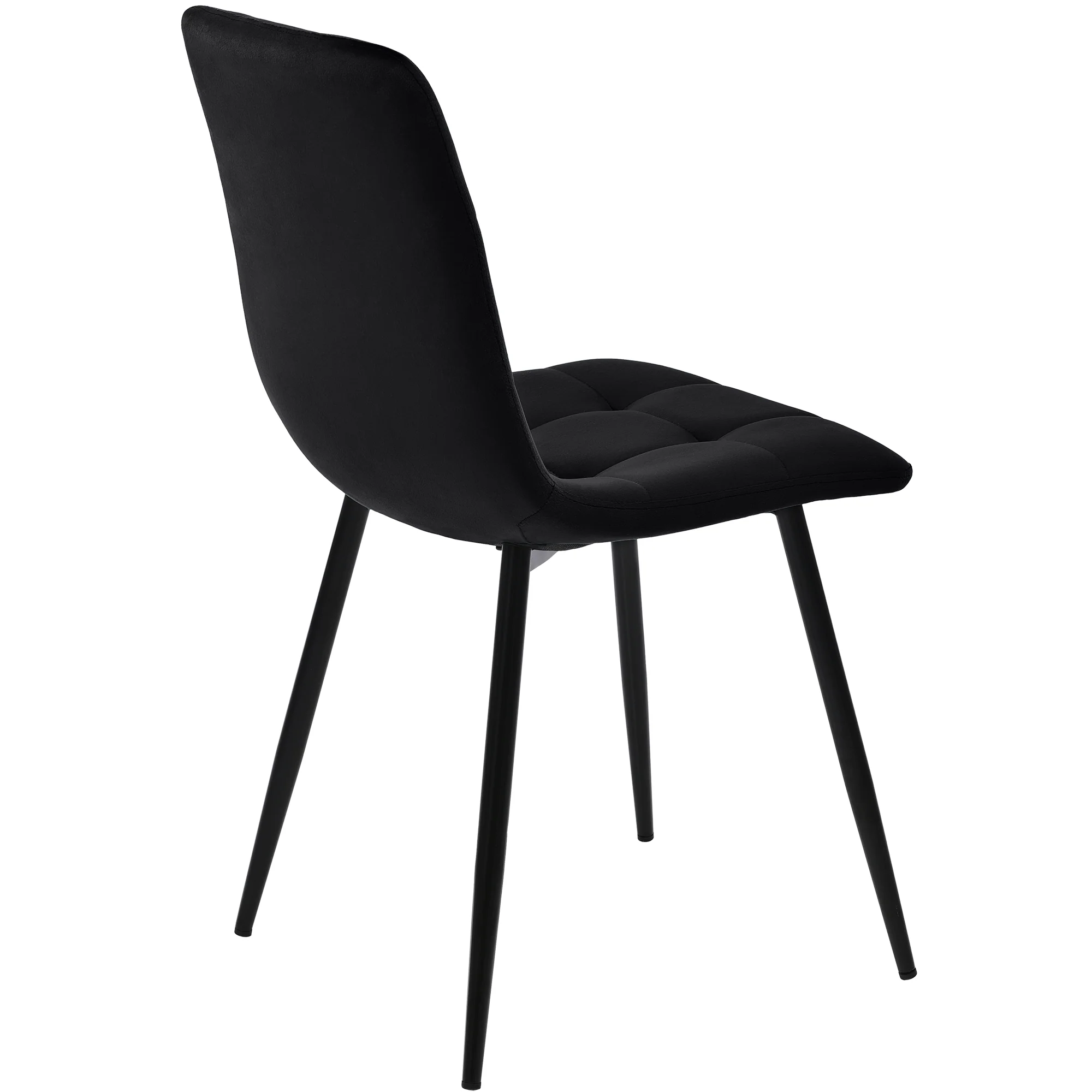 Dining Set 5-Piece, Modern 140x80cm Table Black Metal Legs & 4 Velvet Chairs, Grey/Black MDF - Image 9