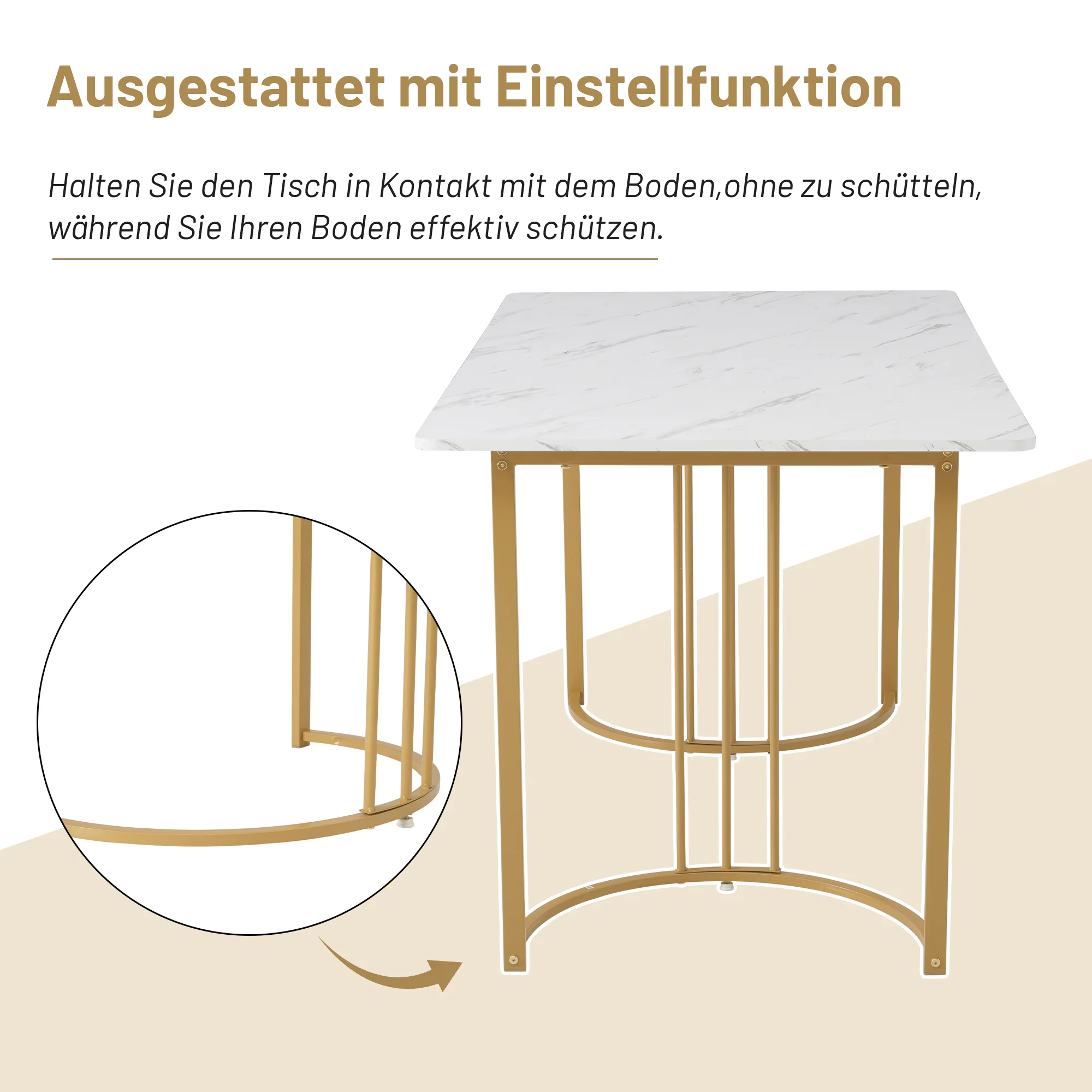Dining Set 5-Piece Modern Kitchen Table 140x80cm Gold Metal Legs White & Dark Grey Velvet - Image 10