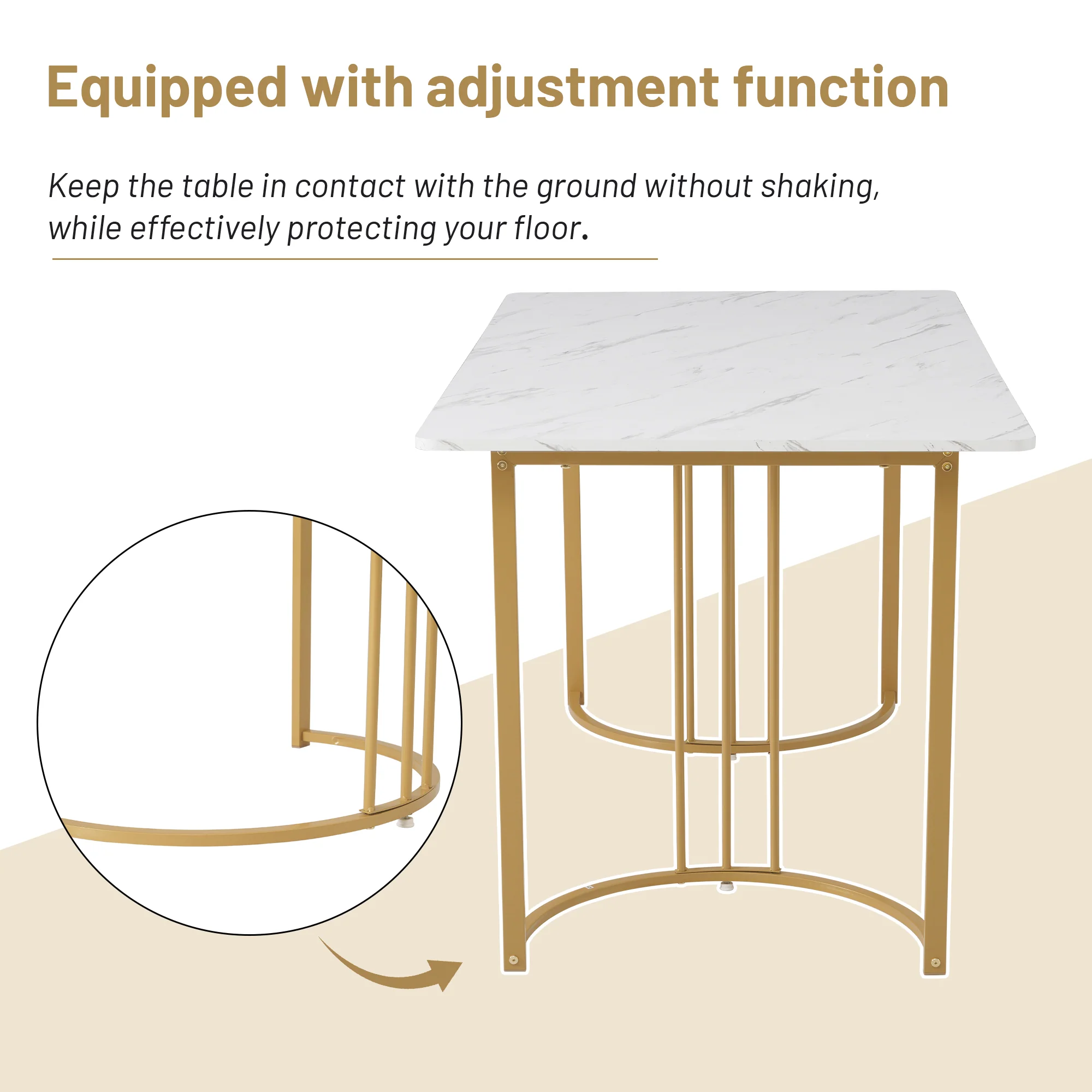 Dining Set 5-Piece Modern Kitchen Table 140x80cm Gold Metal Legs White & Dark Grey Velvet - Image 9
