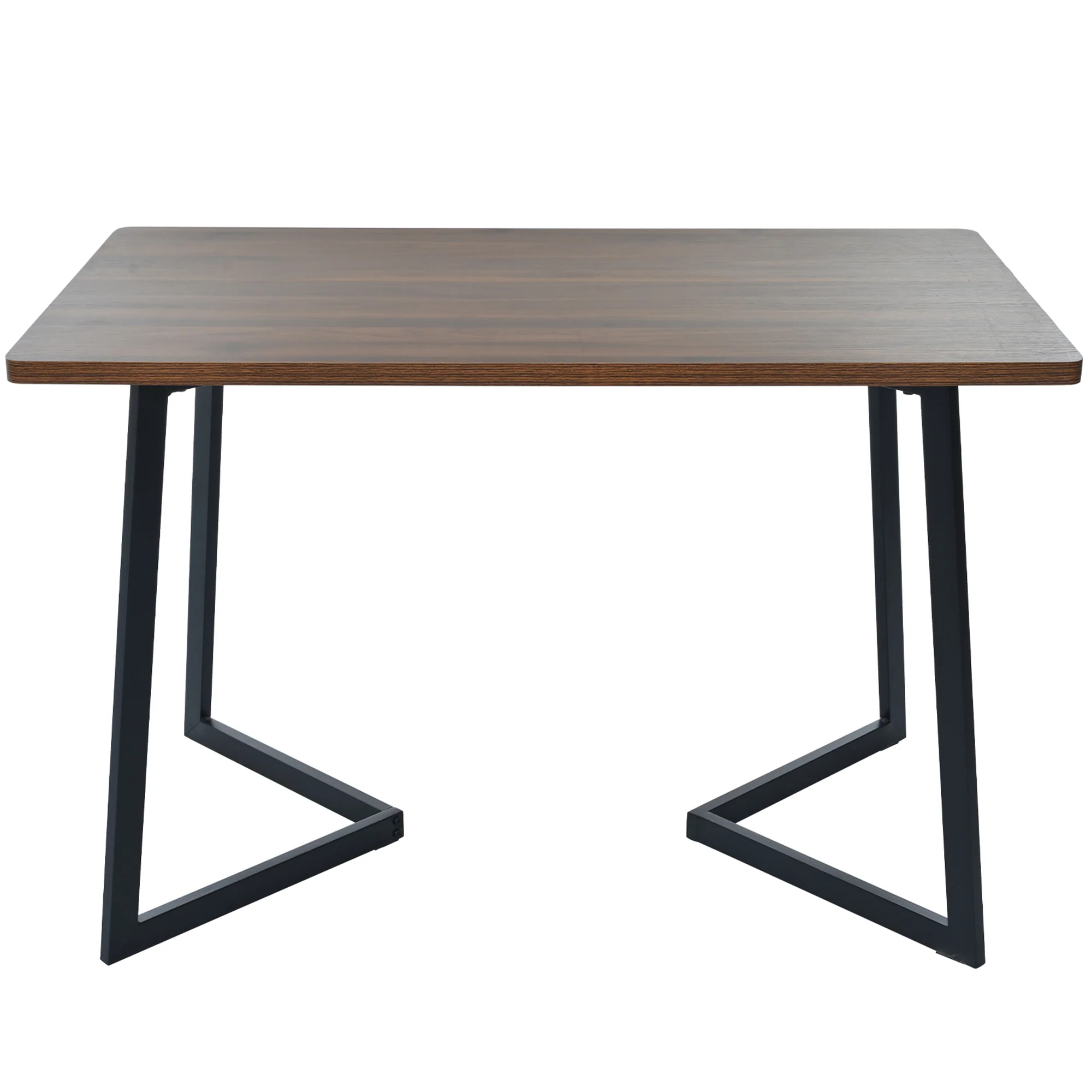 Dining Set 5-Piece Modern Kitchen Table 4 Chairs Black Metal Legs Walnut MDF Dark Grey Velvet - Image 6