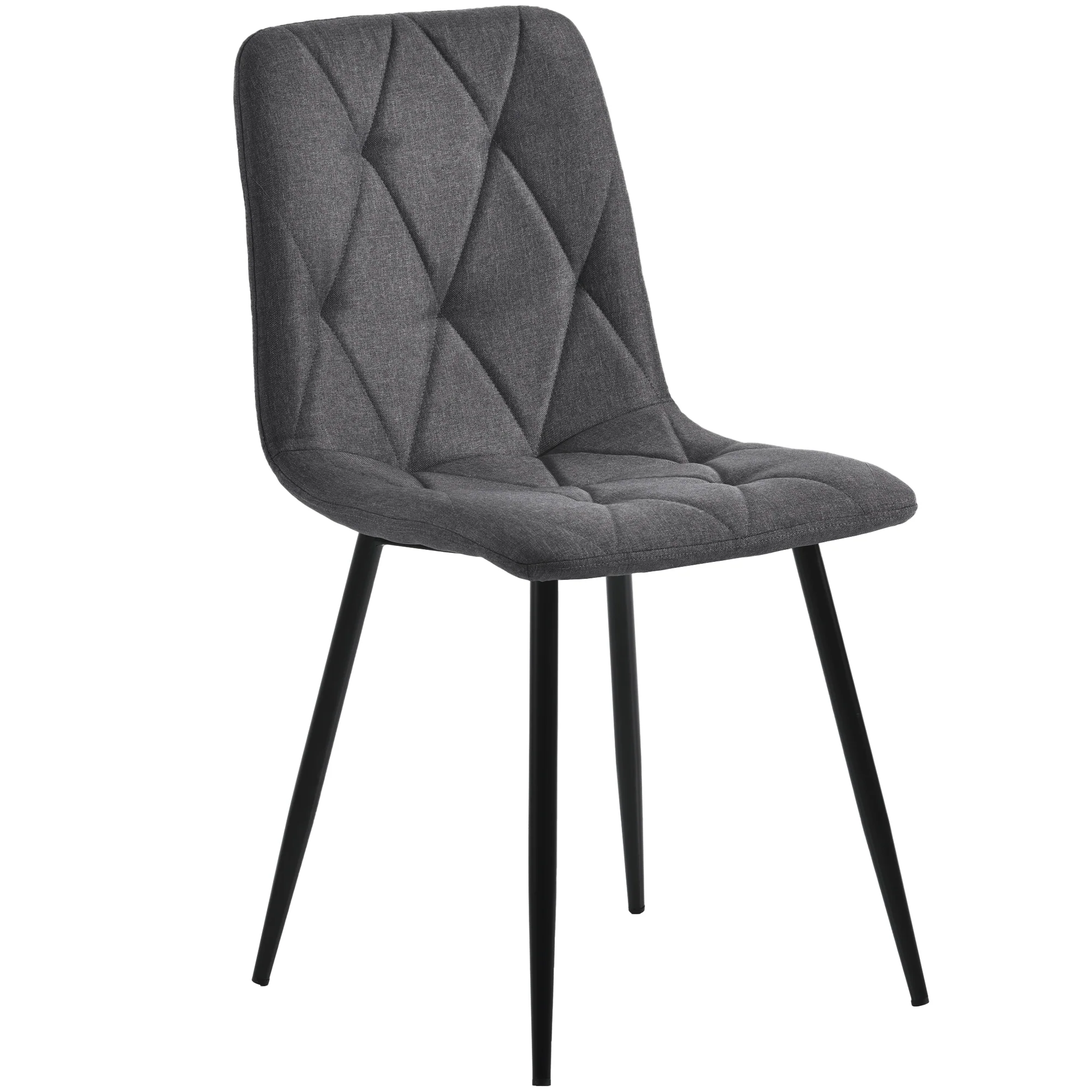 Dining Set 5-Piece Rectangular Table 117x68cm with 4 Chairs, Dark Grey Twill Linen Fabric and Black Metal Legs - Image 9