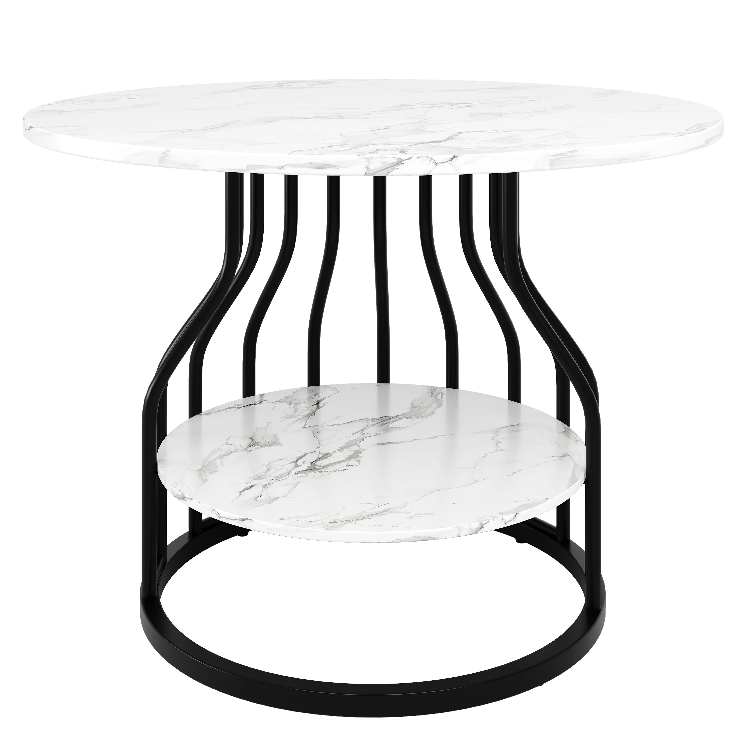 Dining Set 5-Piece Round 80cm Marble Top 4 Chairs - Grey Velvet - Image 10