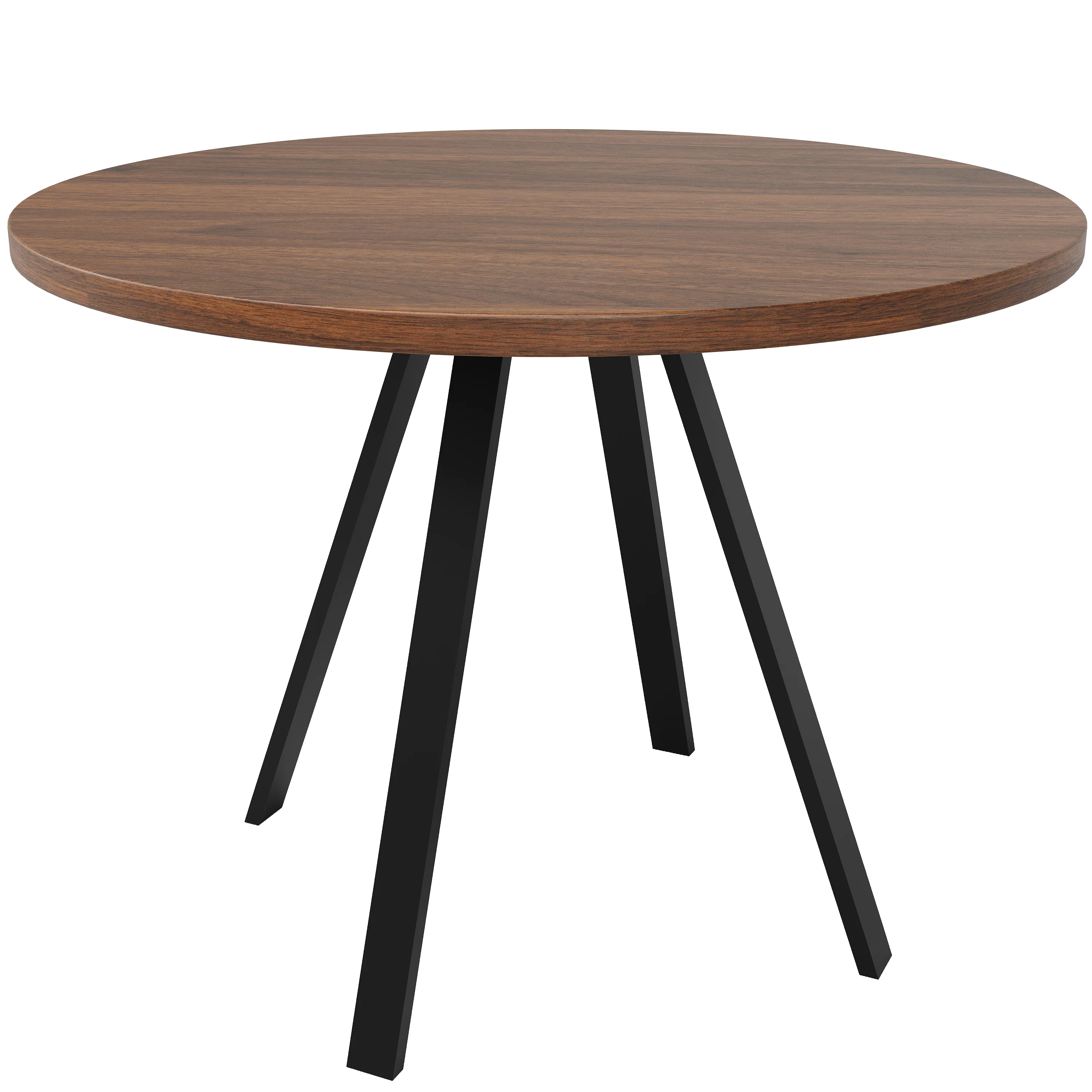 Dining Set 5-Piece Round Table 80cm 4 Chairs Velvet - Walnut/Black - Image 8
