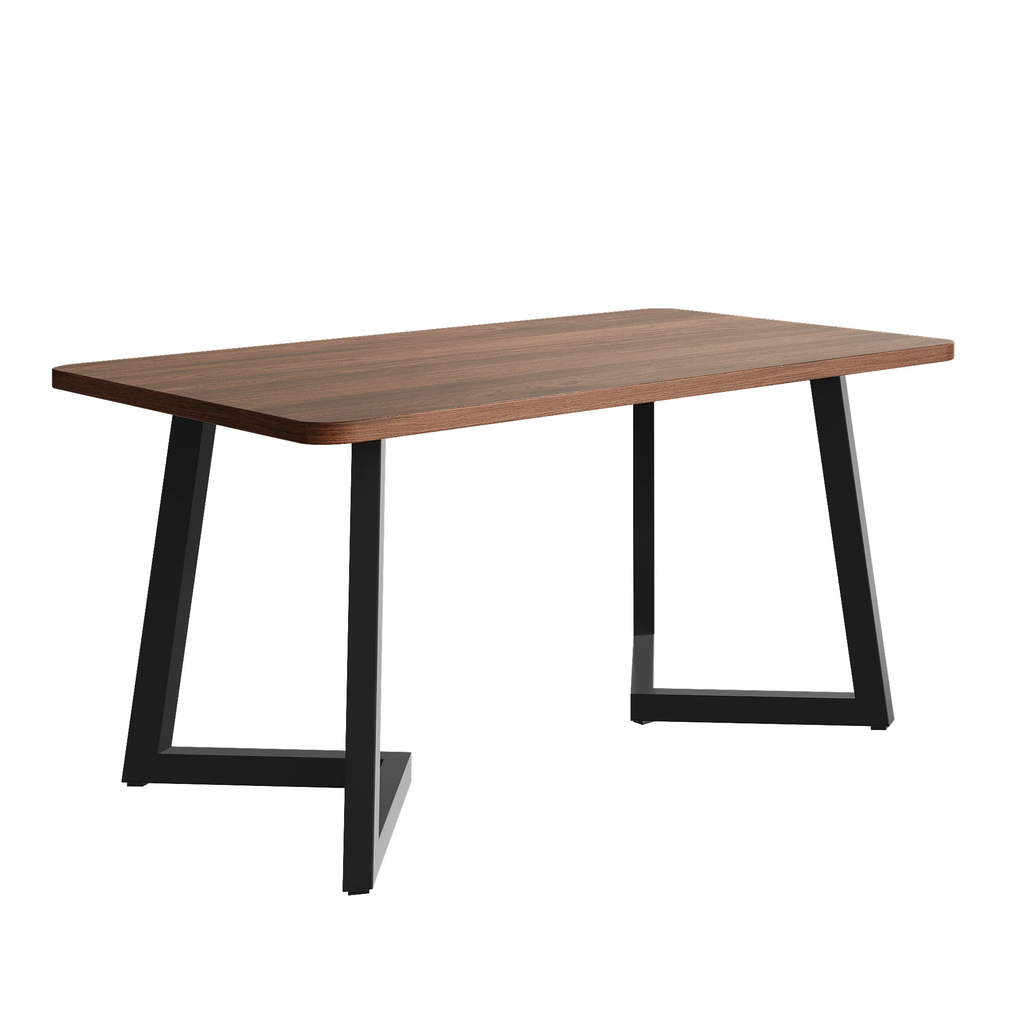 Dining Table 117x68cm Rectangular Wood Grain Metal Legs, Black/Walnut Color - Image 6