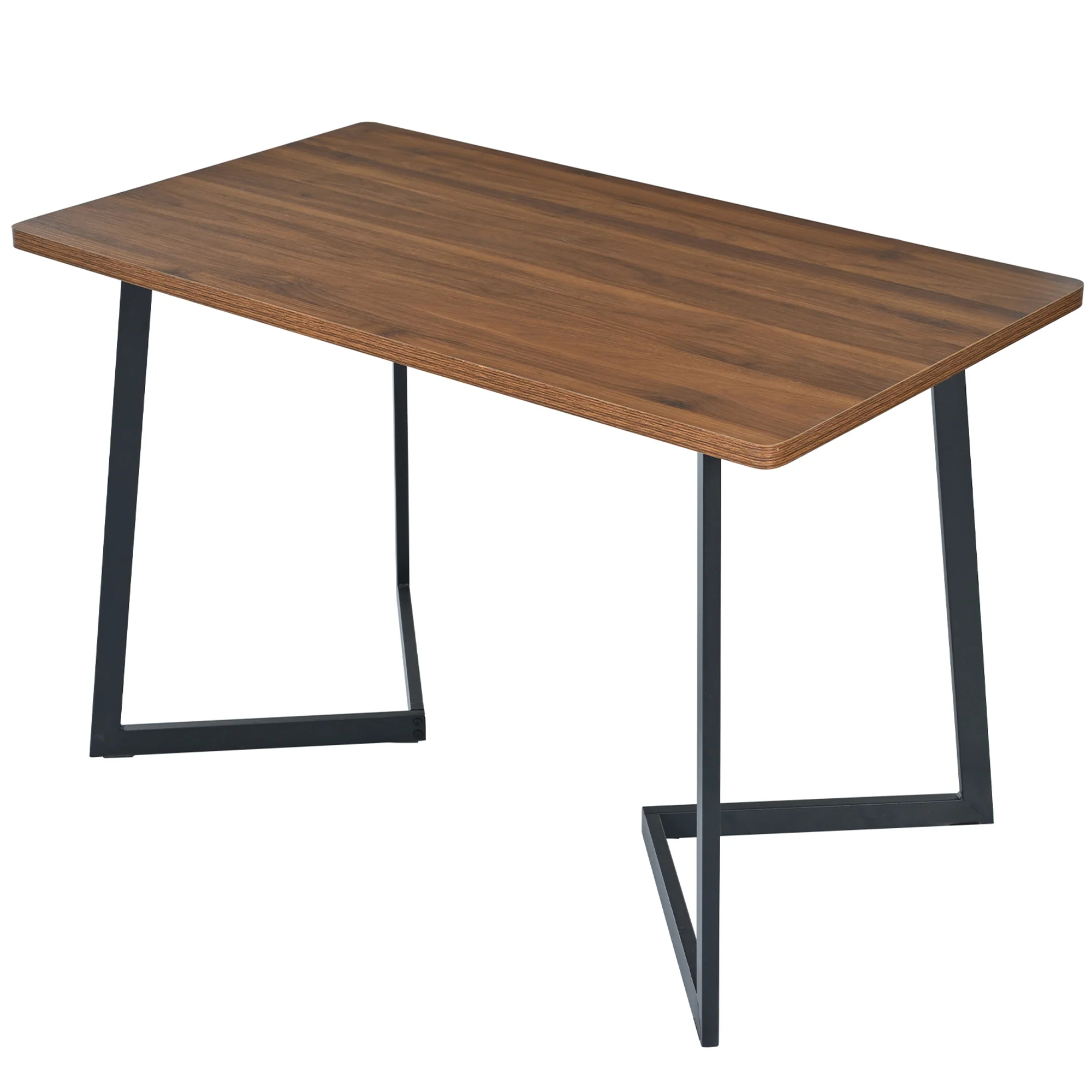 Dining Table 117x68cm Rectangular Wood Grain Metal Legs, Black/Walnut Color - Image 8