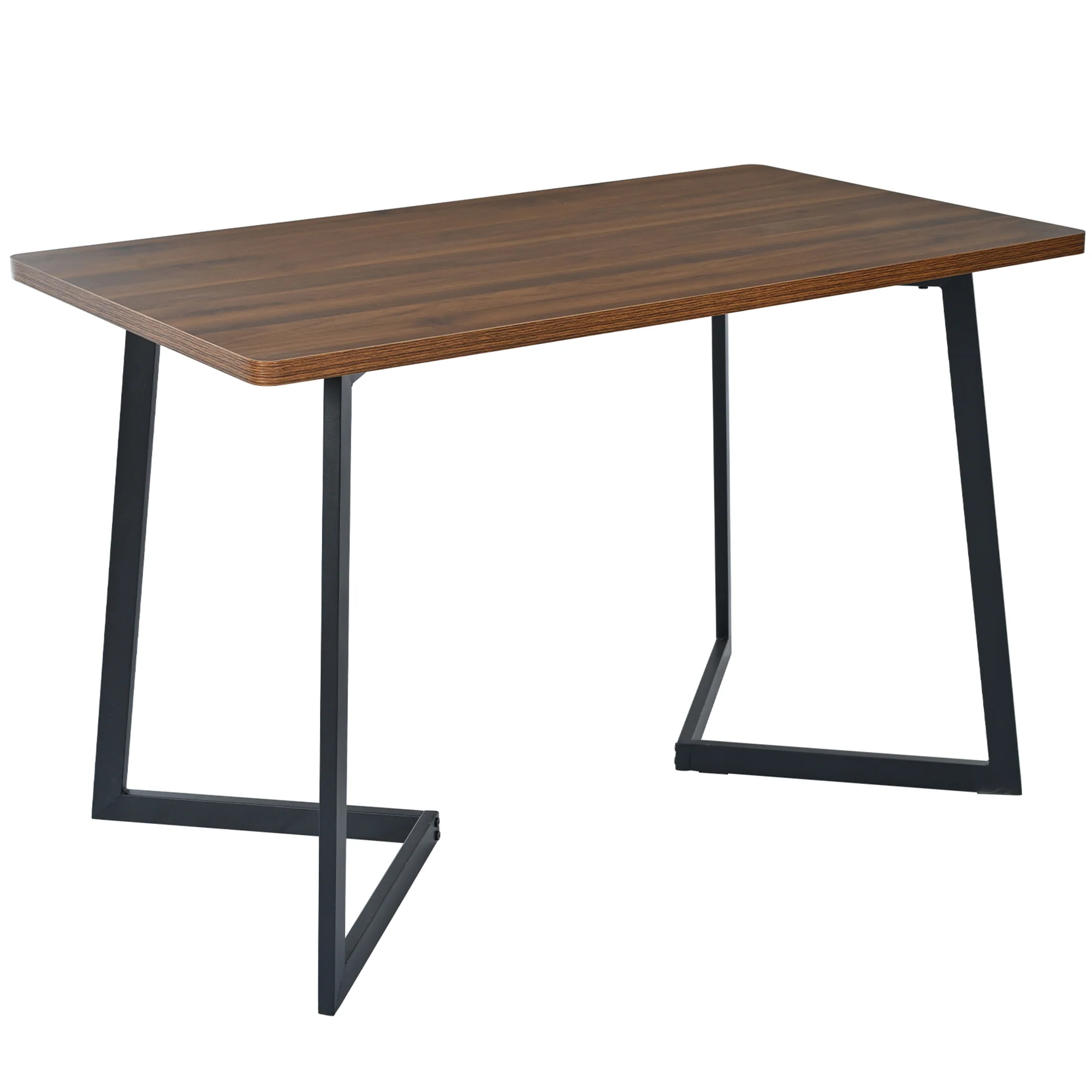 Dining Table 117x68cm Rectangular Wood Grain Metal Legs, Black/Walnut Color - Image 9