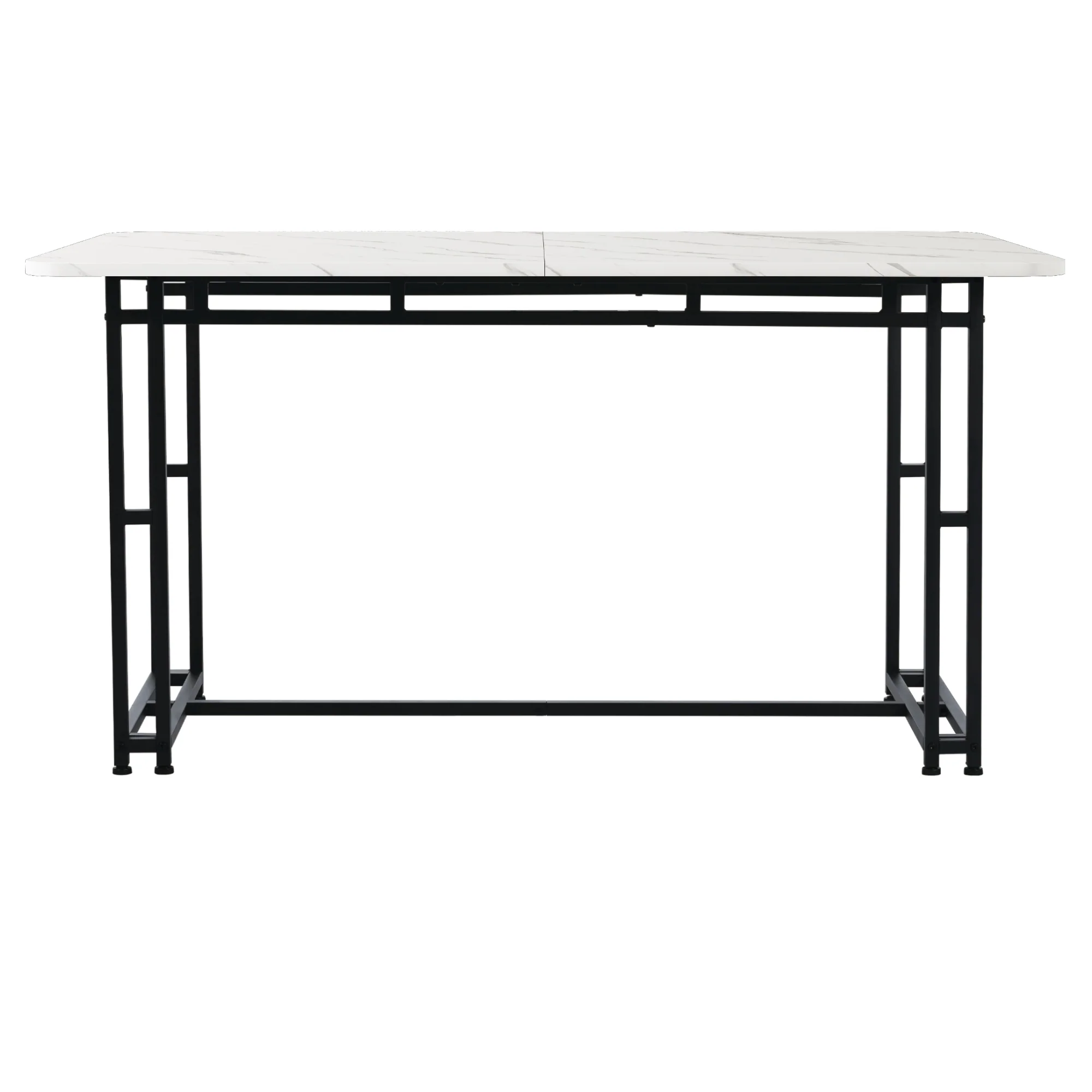Dining Table 120x70cm Lightweight Luxury Rectangular Metal Frame Black - Image 8