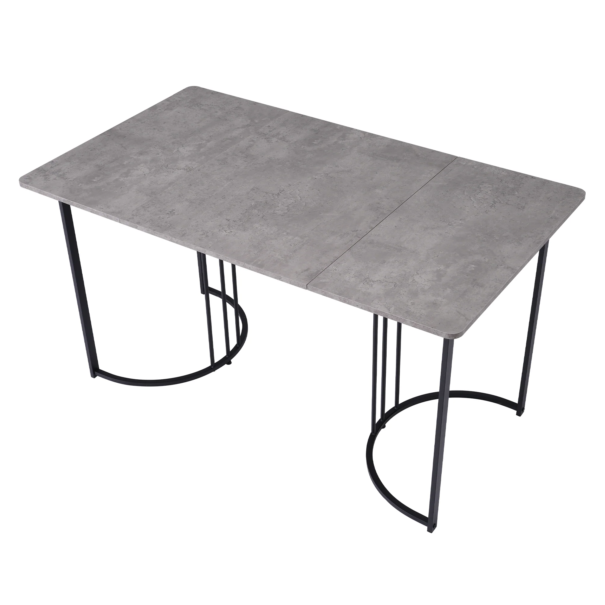 Dining Table 140x80cm Rectangular Kitchen Adjustable Legs Metal Frame Grey - Image 6