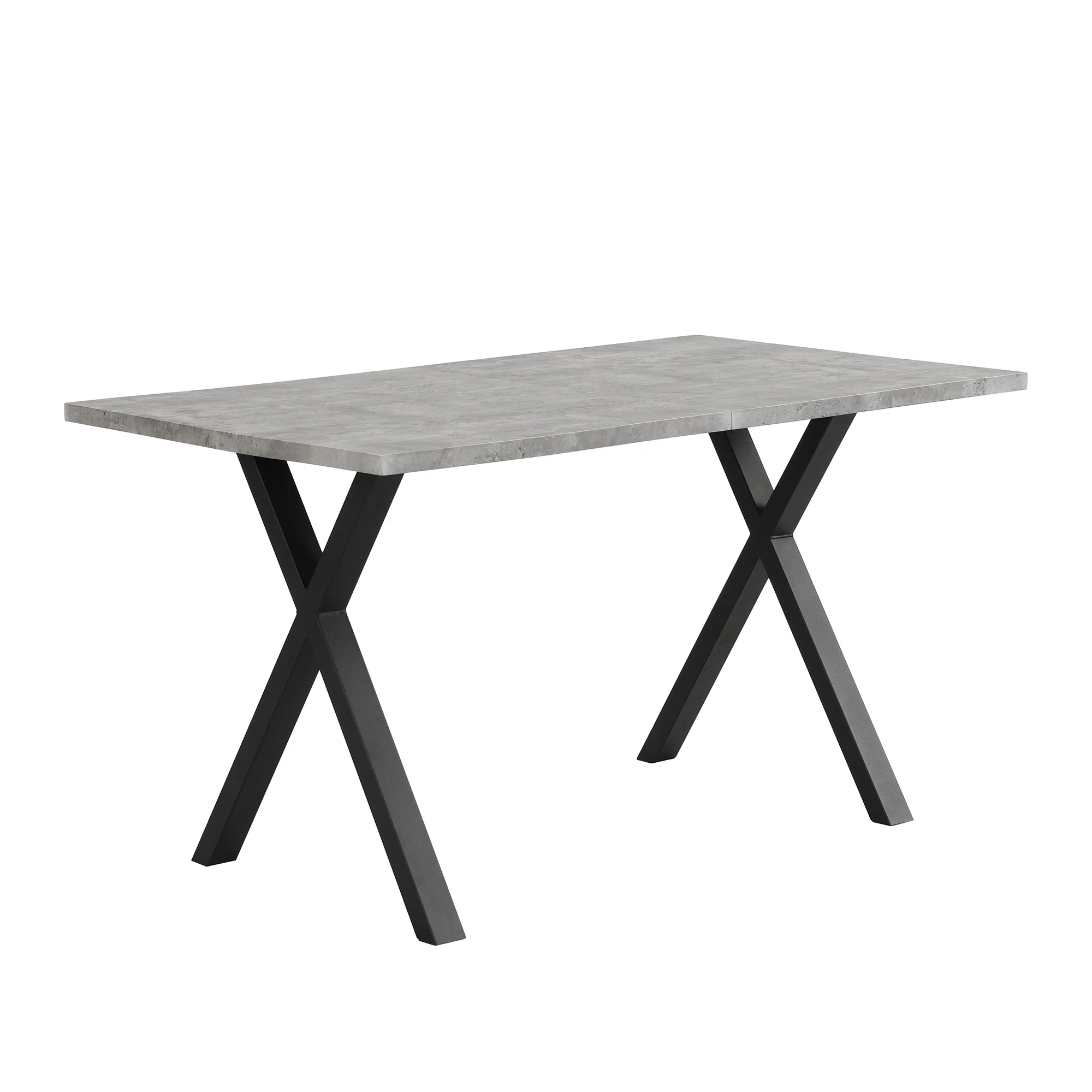 Dining Table Rectangular 140x80cm Crossed Legs Wrought Iron - Concrete Look/Black - Image 4