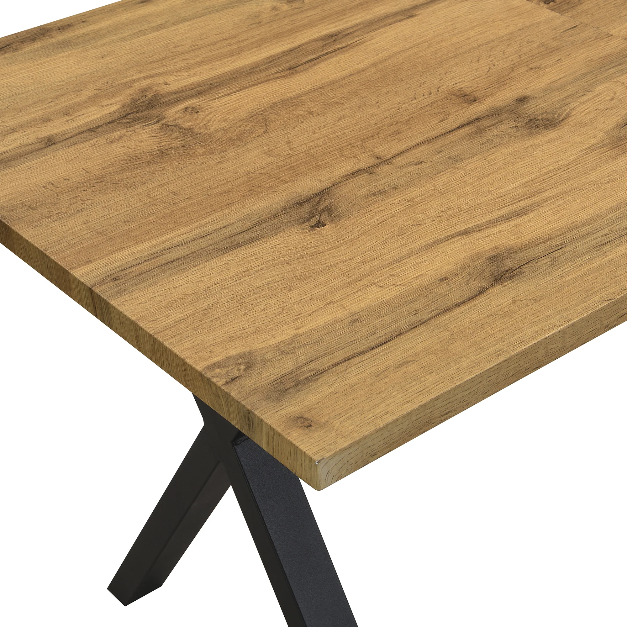 Dining Table Rectangular Crossed Legs 140x80x76cm - Oak/Black - Image 10