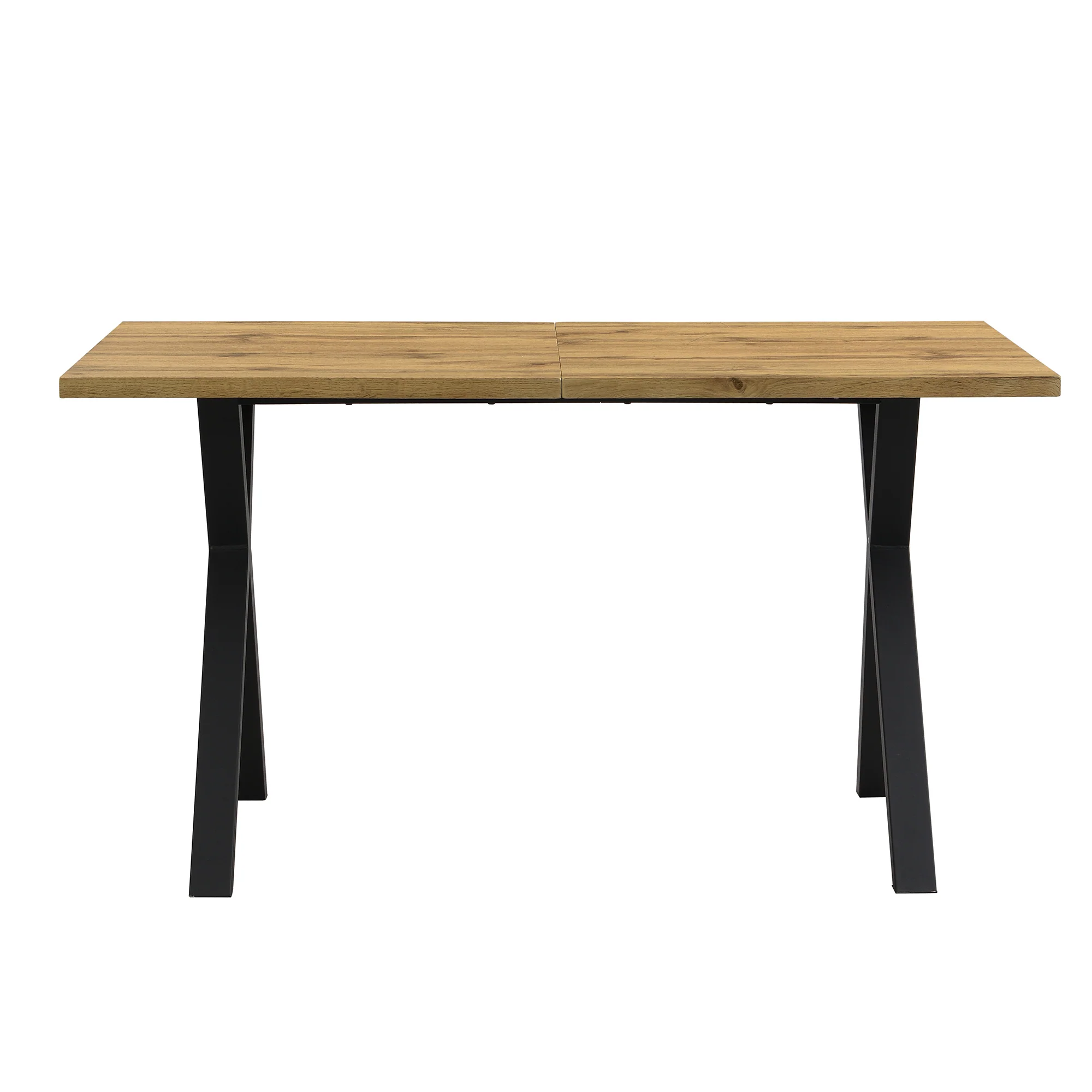Dining Table Rectangular Crossed Legs 140x80x76cm - Oak/Black - Image 5