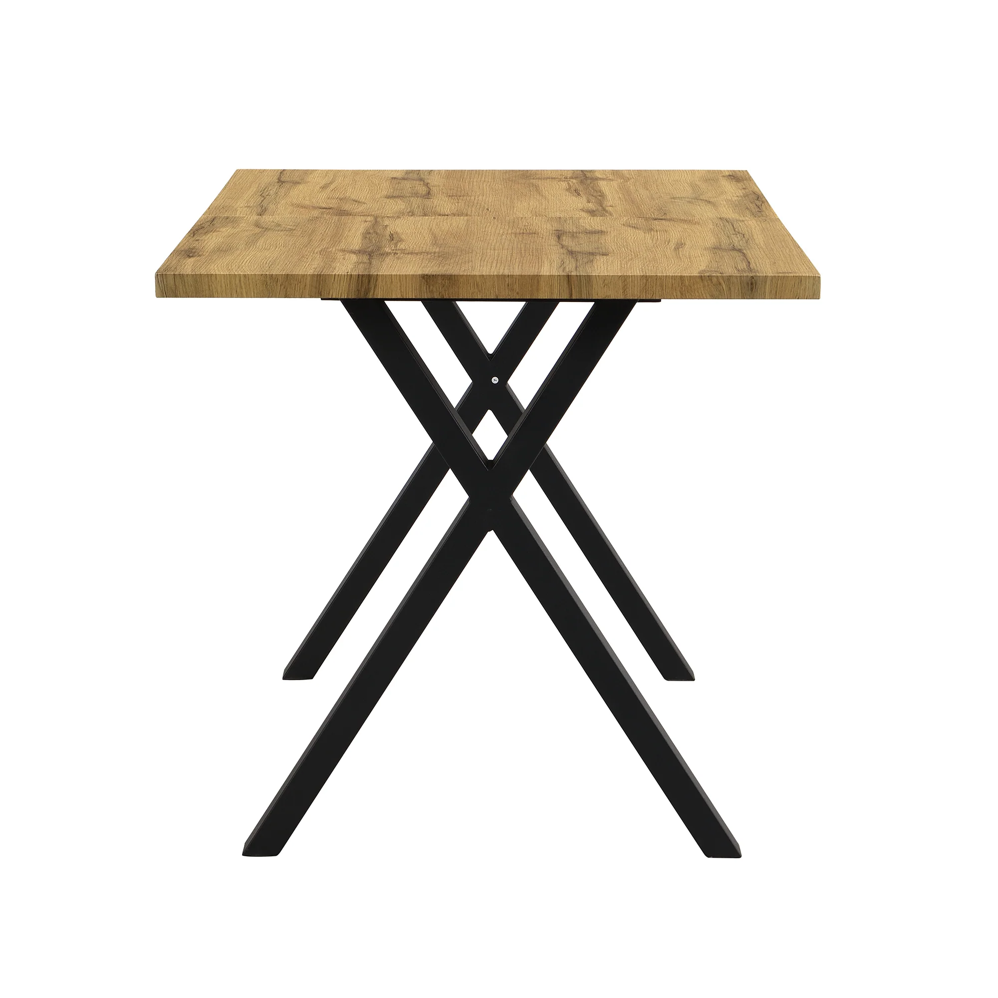Dining Table Rectangular Crossed Legs 140x80x76cm - Oak/Black - Image 6