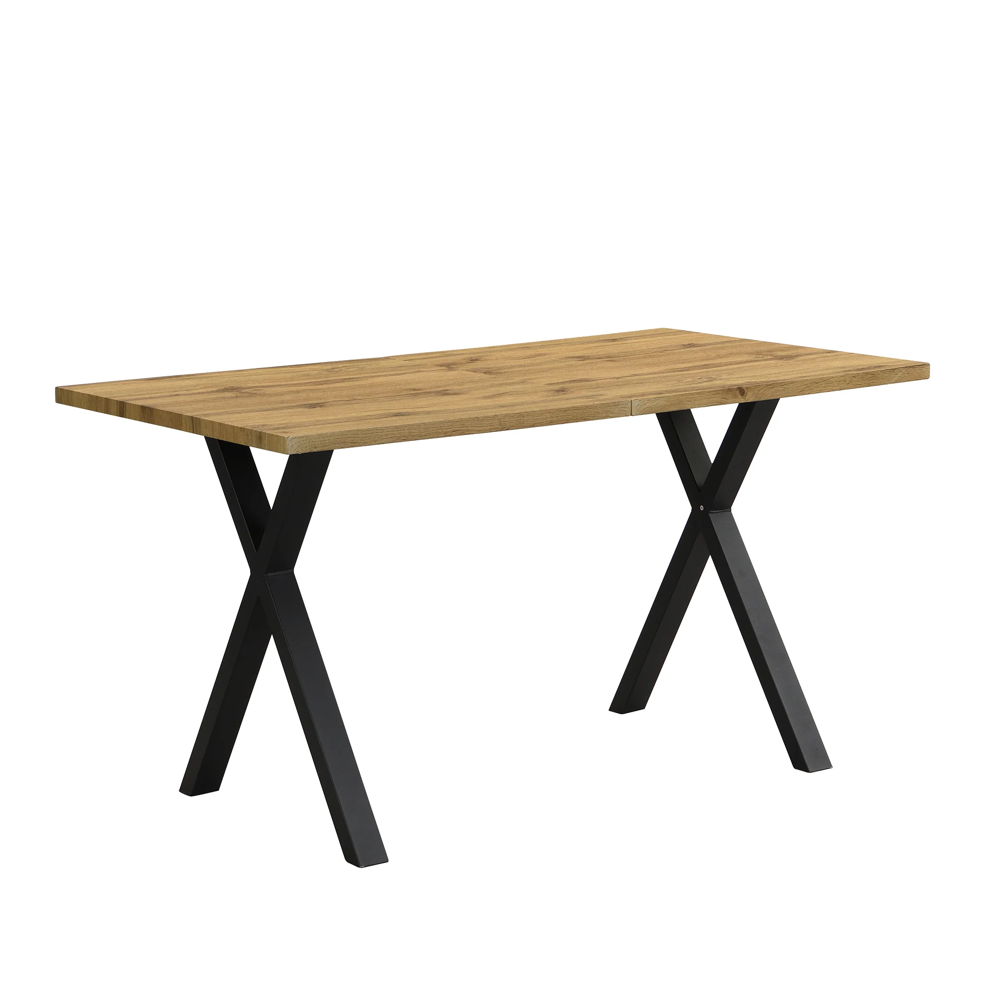 Dining Table Rectangular Crossed Legs 140x80x76cm - Oak/Black - Image 7