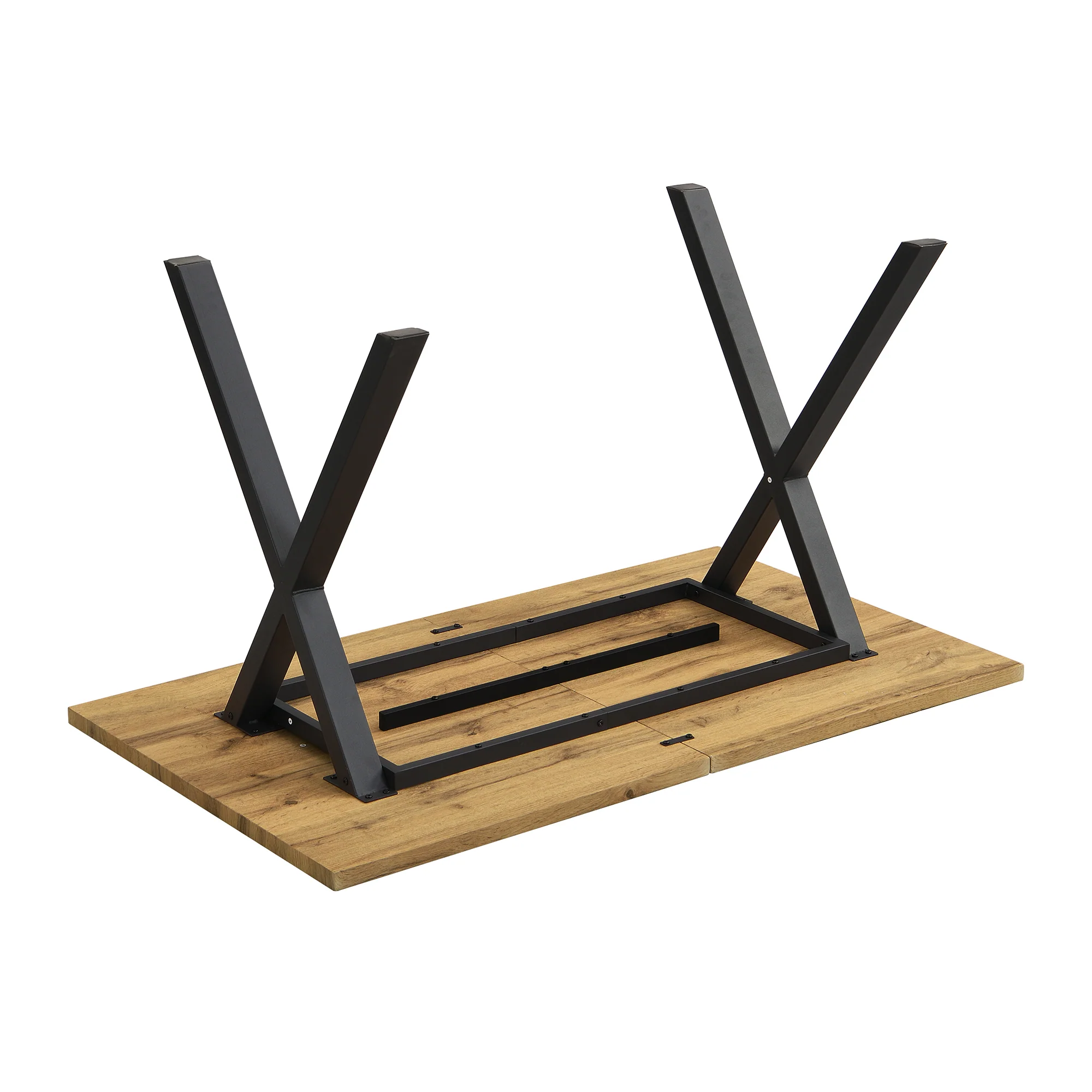 Dining Table Rectangular Crossed Legs 140x80x76cm - Oak/Black - Image 8