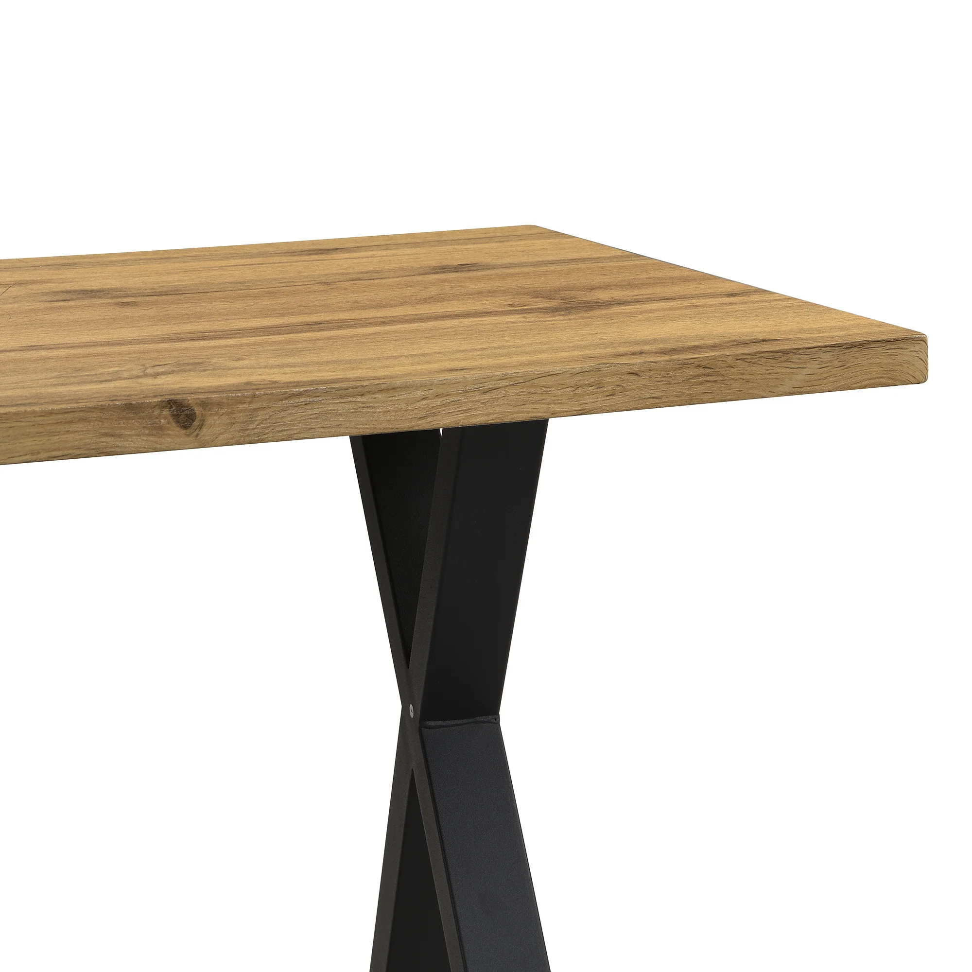 Dining Table Rectangular Crossed Legs 140x80x76cm - Oak/Black - Image 9