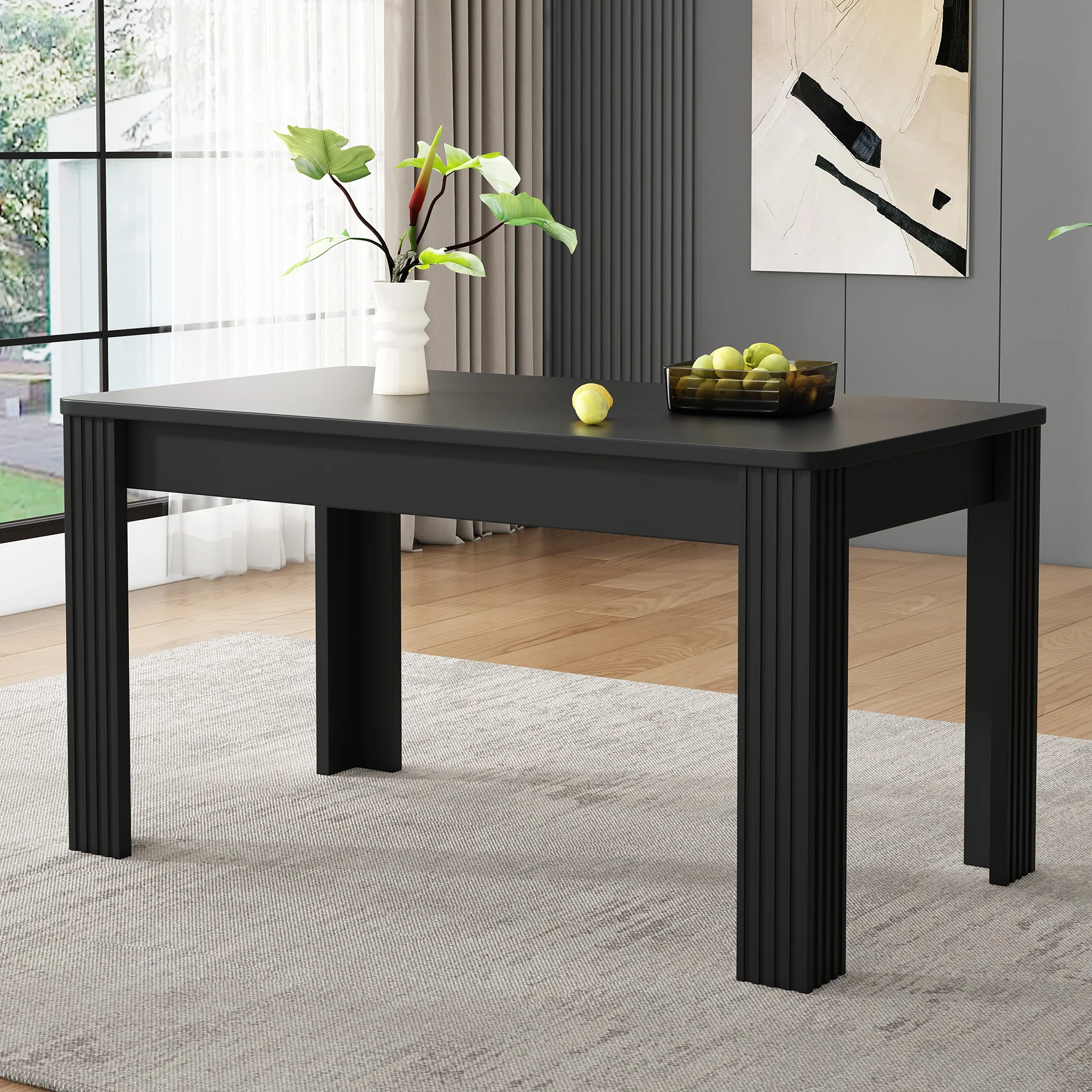 Dining Table Rectangular Modern Simple - Black - Image 2
