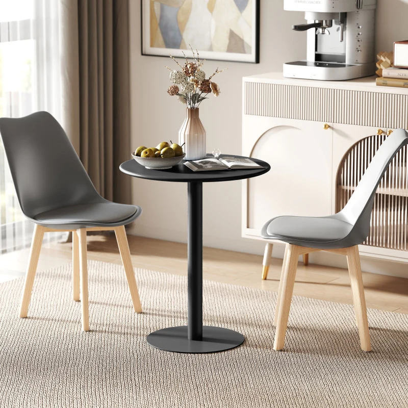 Dining Table, Round Modern 2-Person Ø60 x 72 cm Steel, Black - Image 2