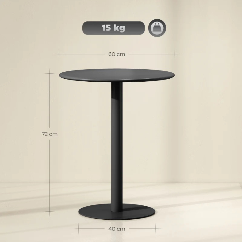 Dining Table, Round Modern 2-Person Ø60 x 72 cm Steel, Black - Image 3