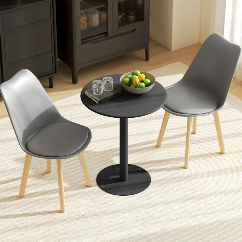 Dining Table, Round Modern 2-Person Ø60 x 72 cm Steel, Black - Image 4