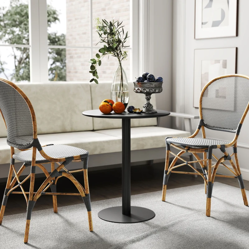 Dining Table, Round Modern 2-Person Ø60 x 72 cm Steel, Black - Image 5
